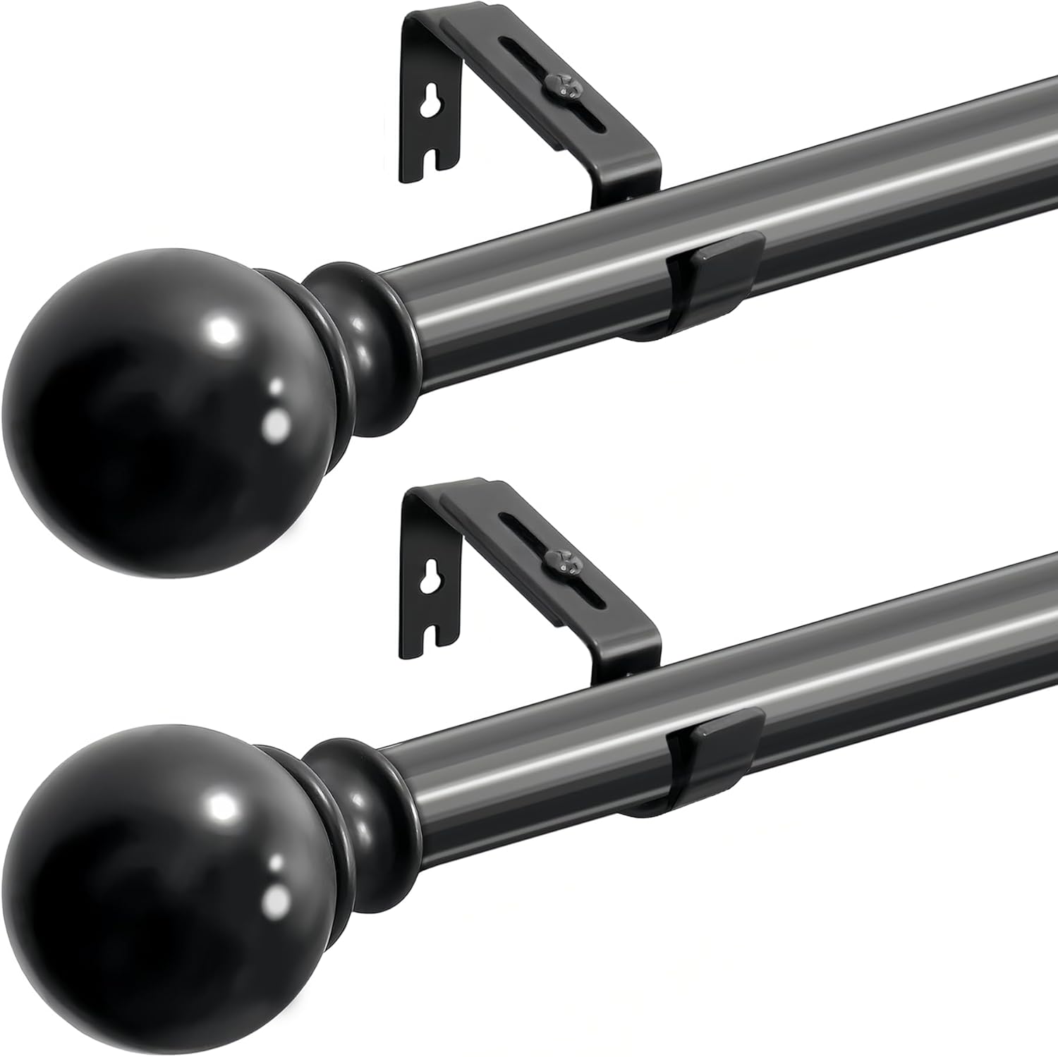Pack of 2 Curtain Rails, Unique Black Curtain Rod, Special Extendable Curtain Ro...