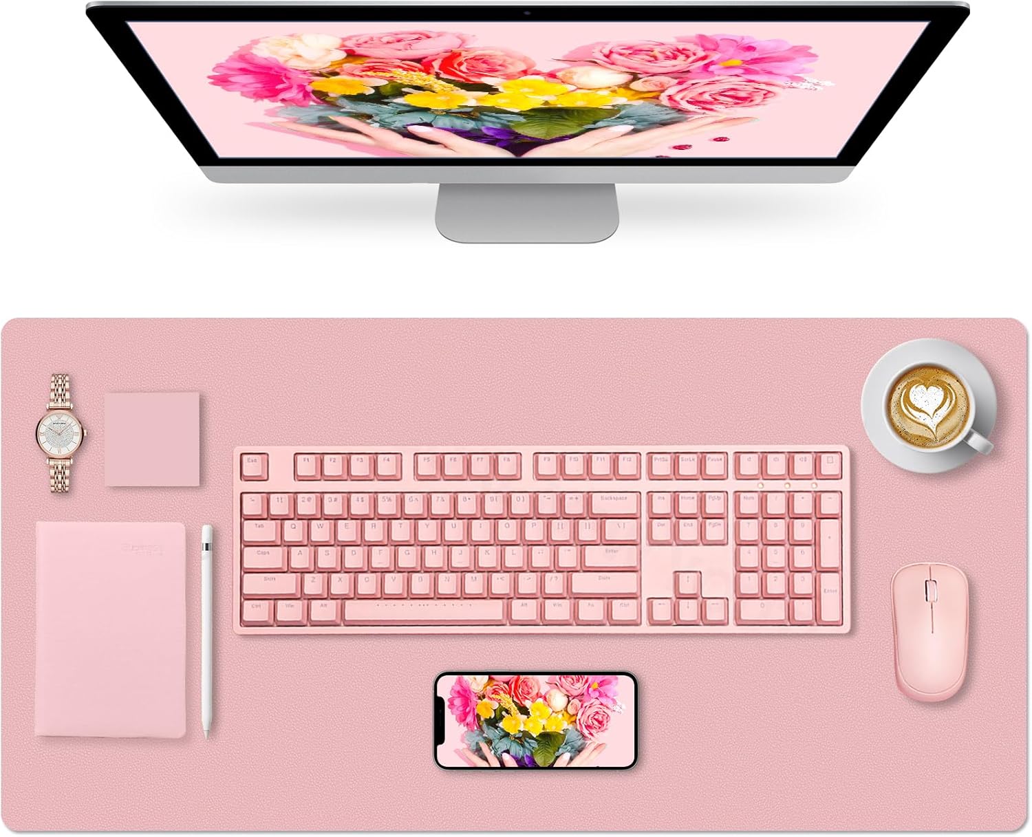 Niviy Desk Pad, Pink Desk Mat Protector for Women, Office Desk Accessories & Des...