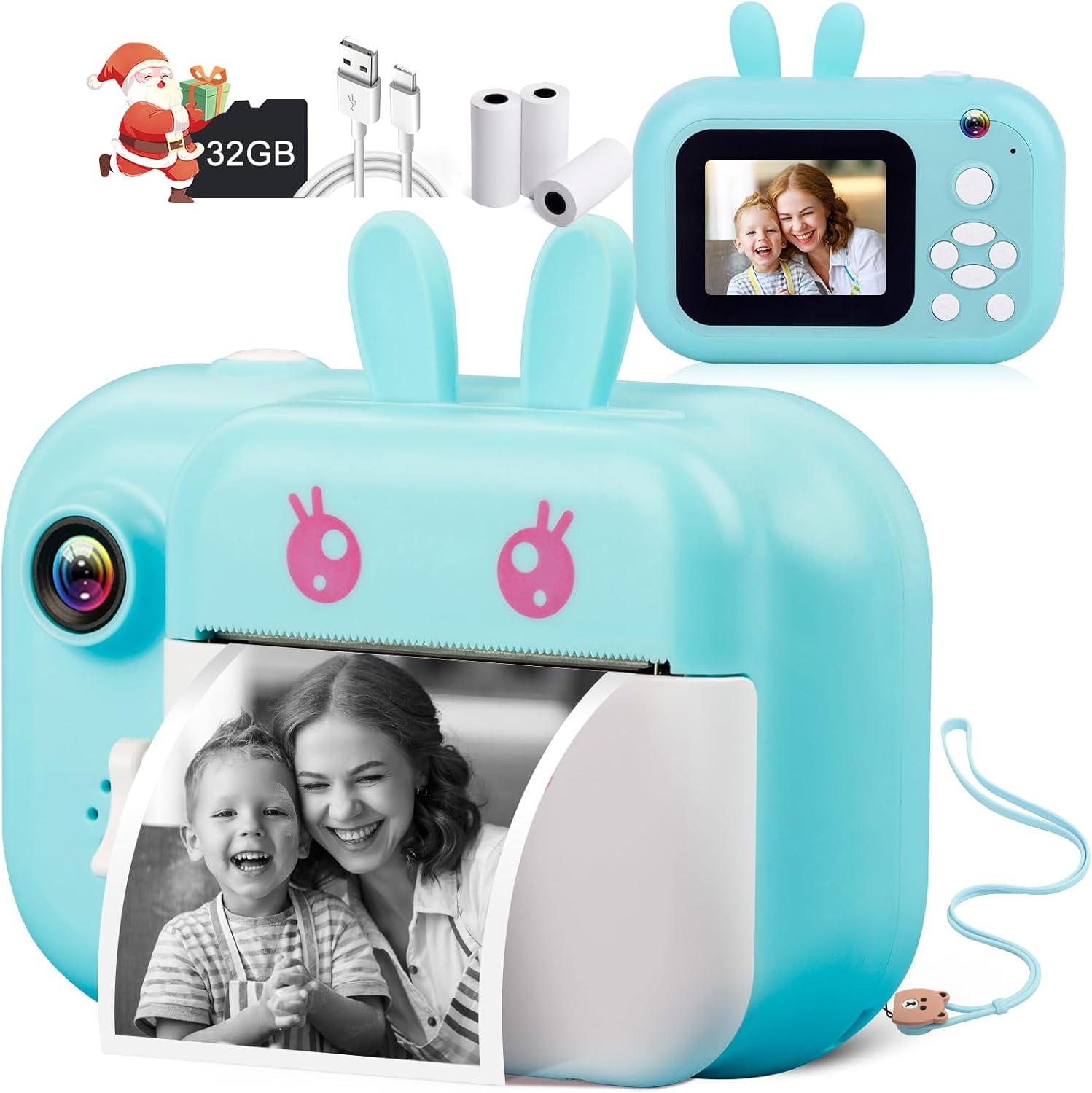 MINIBEAR Kids Instant Camera, Special Digital Camera for Girls with 3 Rolls Prin...