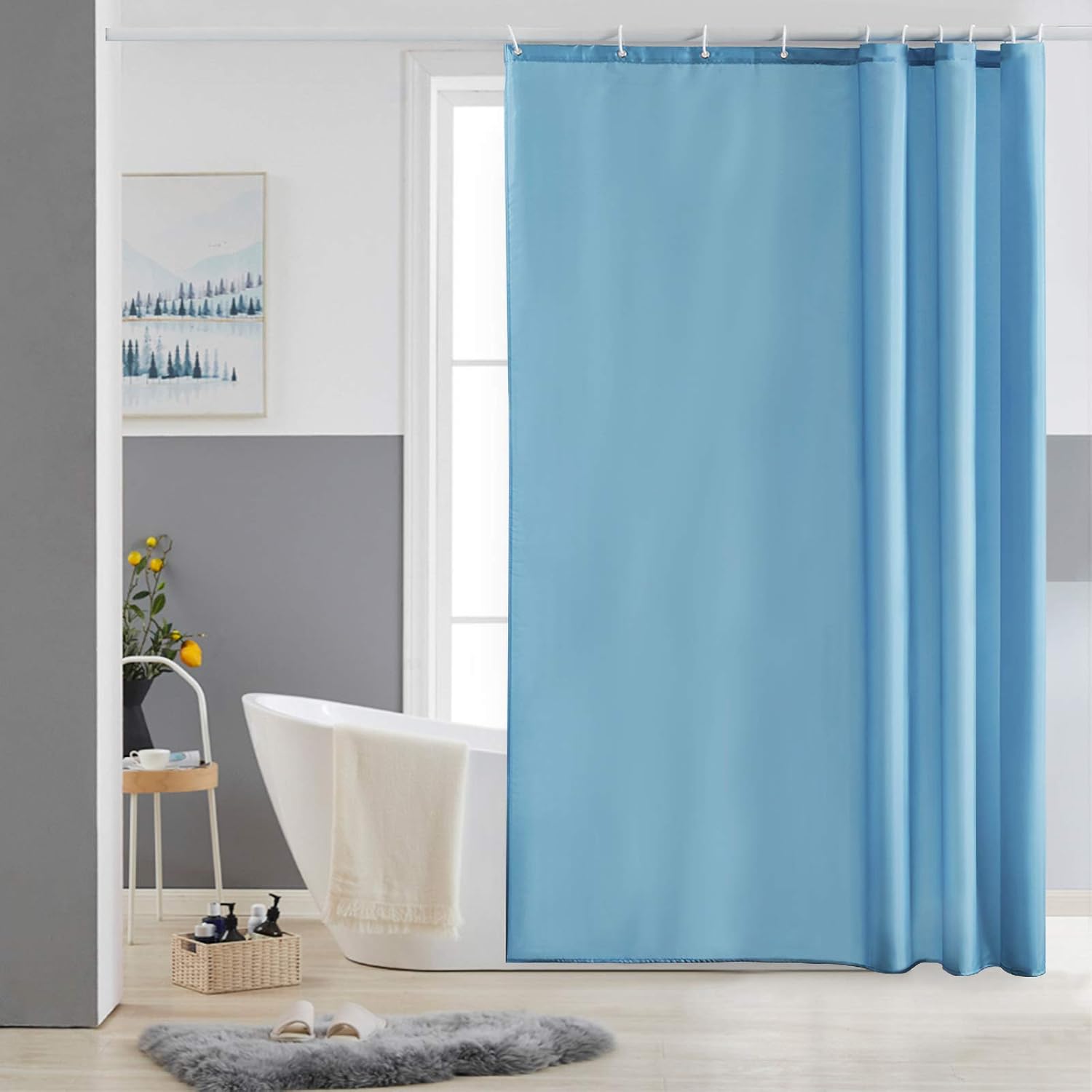 Furlinic Shower Curtain Mould Proof Resistantand Waterproof Washable Polyester F...