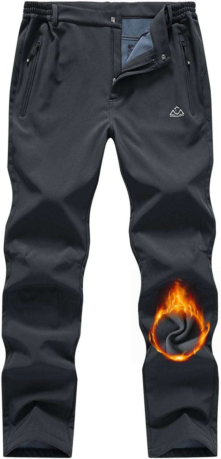 YSENTO Mens Waterproof Walking Fleece Lined Trousers Winter Thermal Ski Hiking O...