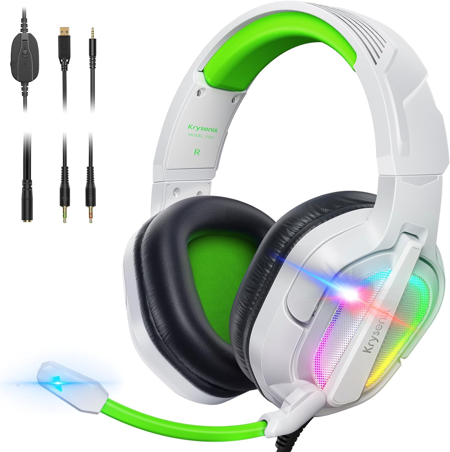 Krysenix PG2 Gaming Headset for PS4/PS5/PC/Xbox One, Ergonomic Design Over Ear w...