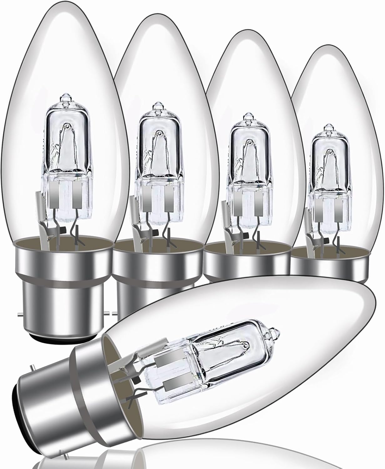 42W B22 Halogen Candle Bulbs Dimmable C35 Bayonet Cap Candle Bulbs 650LM Warm Wh...