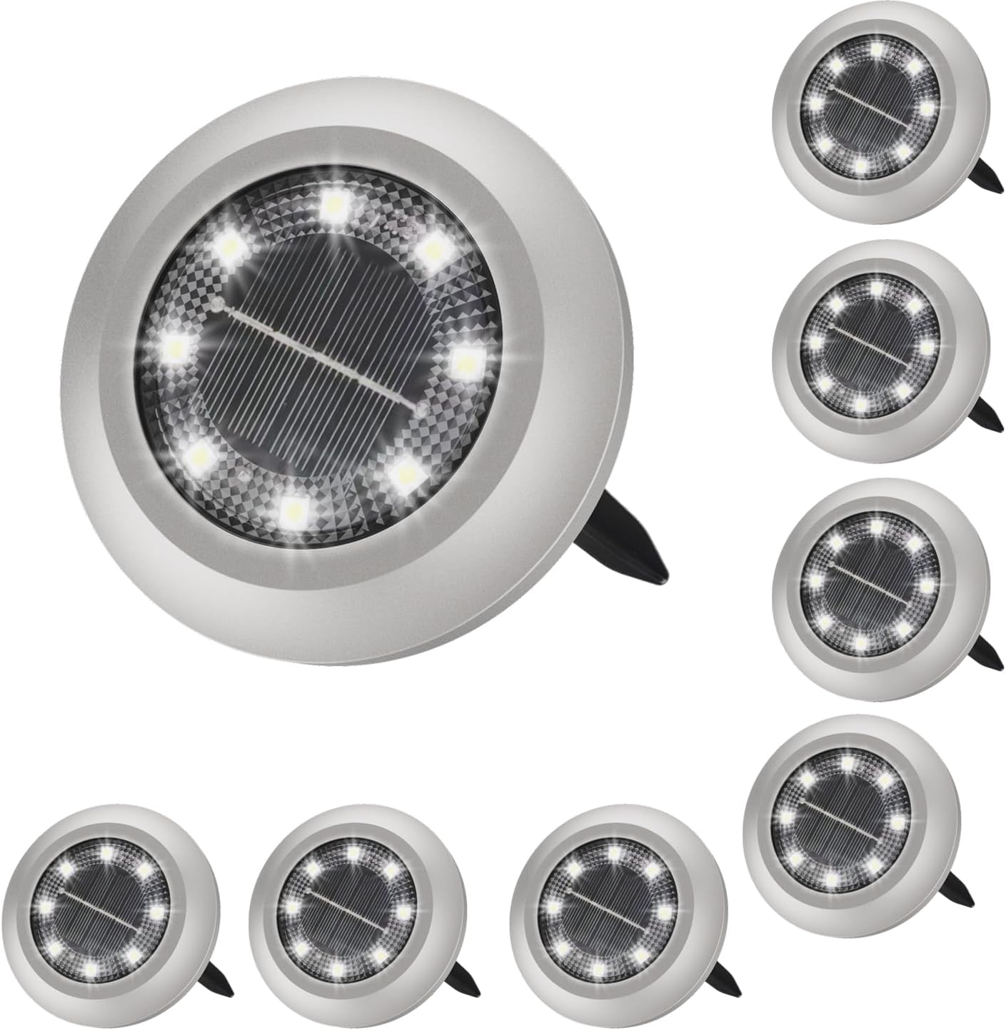 AMUFER 8 Pack Solar Ground Lights, 2024 Upgraded Solar Lights Outdoor Garden, Di...