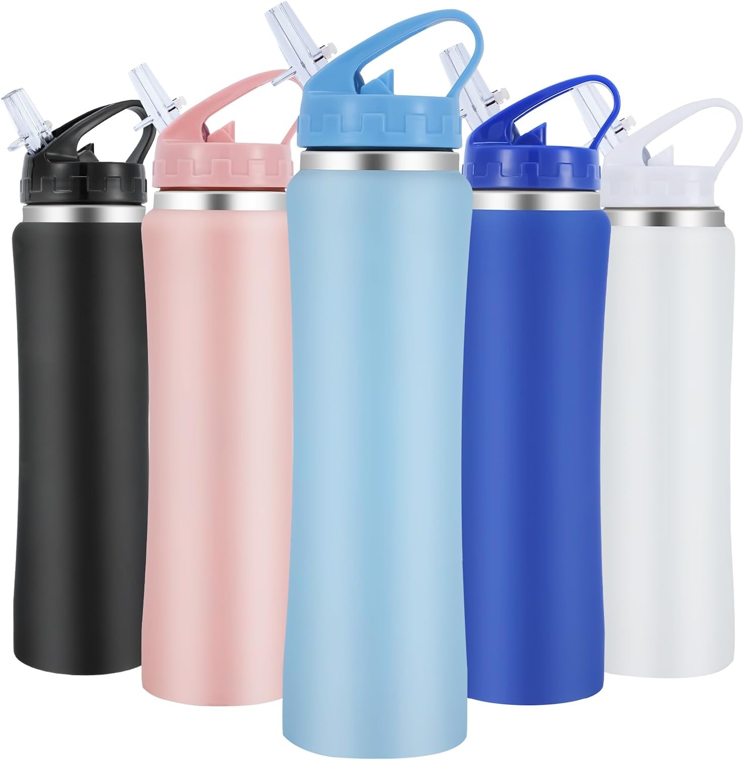 SUPPRUI Insulated Water Bottles,600ml Stainless Steel Water Bottle with Straw,Me...