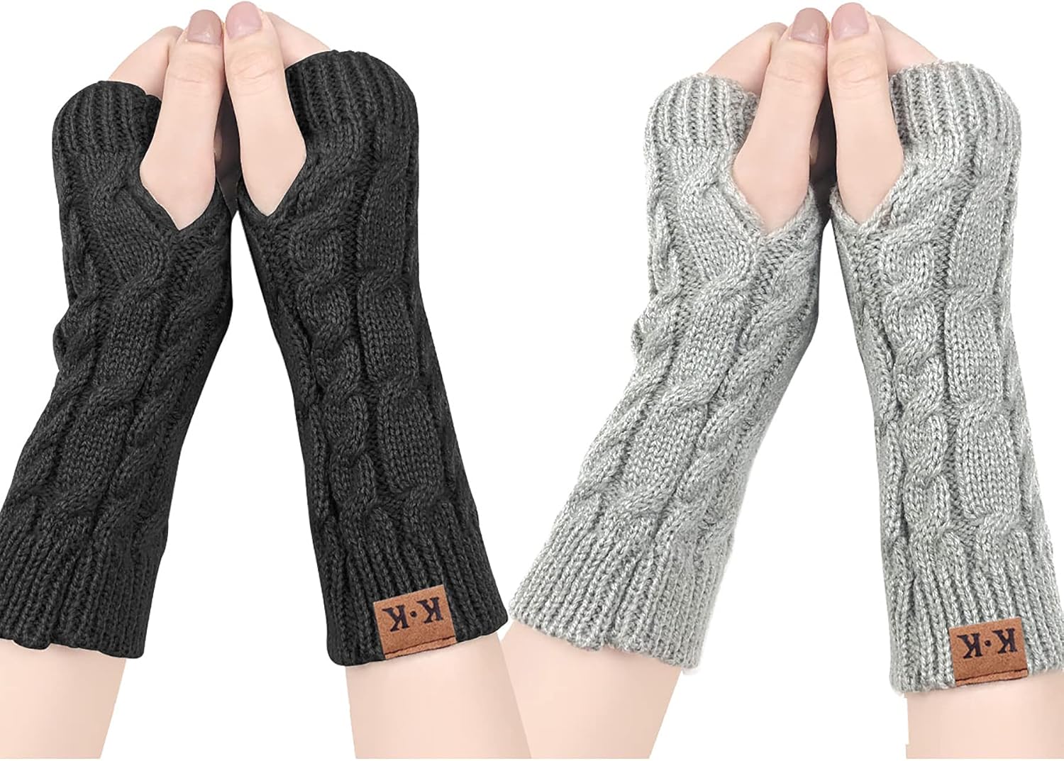 YONHEE Women Fingerless Gloves, Special Winter Wrist Warmers, Unique Thumb Hole...