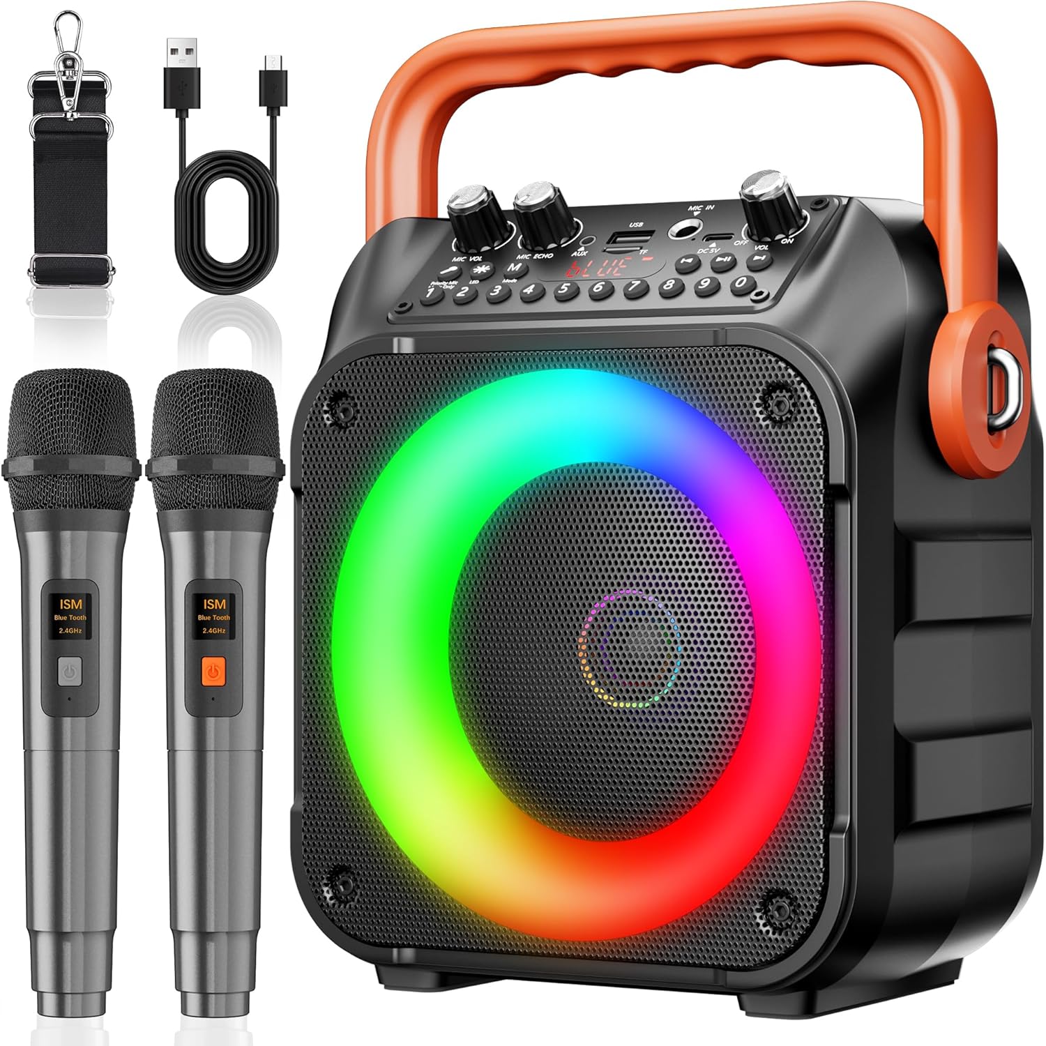 Ankuka Karaoke Machine with 2 Wireless Microphones Karaoke Machine for Adults &...