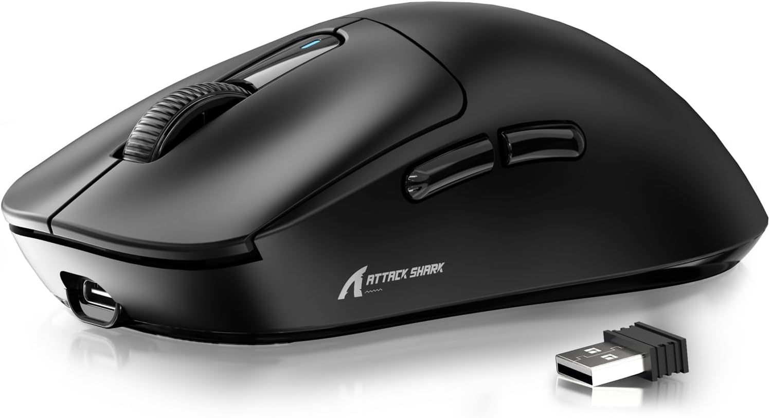 ATTACK SHARK X3 49g SUPERLIGHT Mouse, PixArt PAW3395 Gaming Sensor, BT/2.4G Wire...