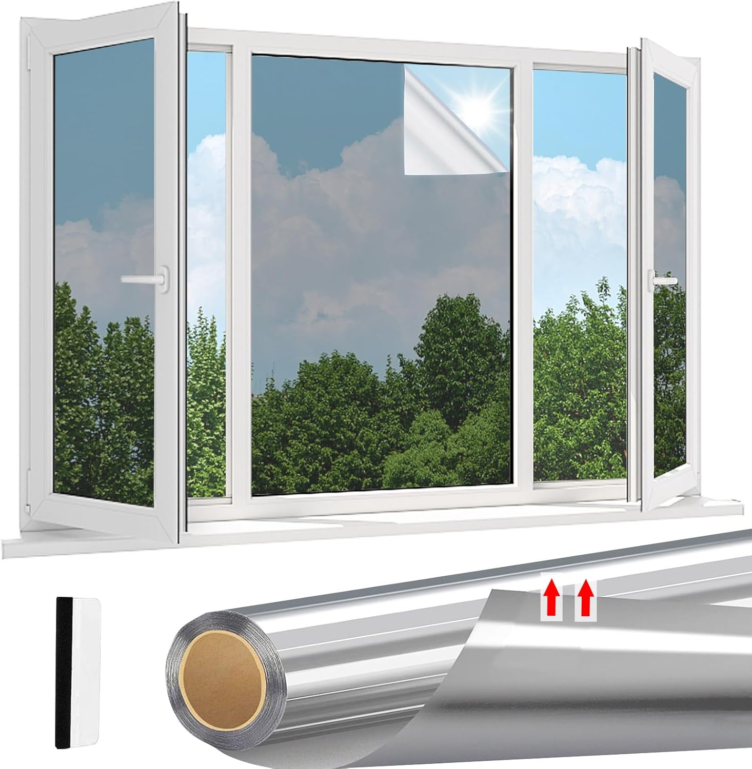 Linarun One Way Window Film Privacy Anti Glare Window Film Privacy Film for Glas...