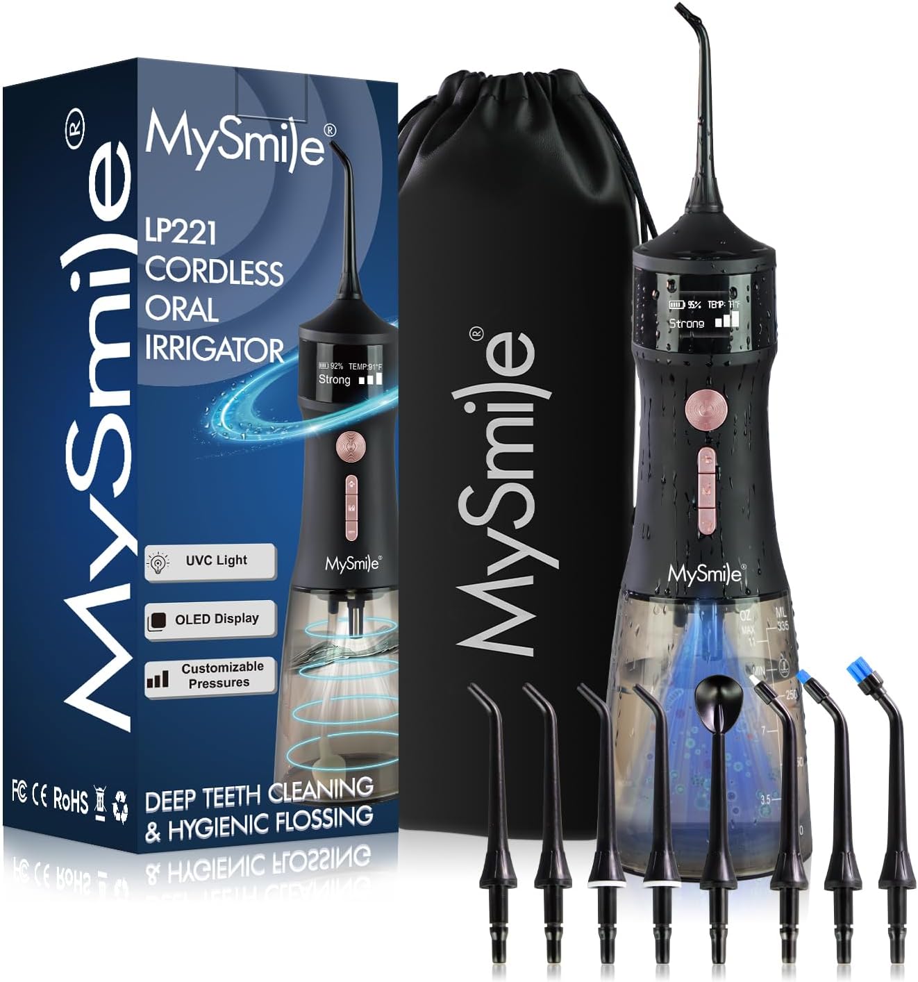 MySmile LP221, Special Cordless Water Flosser for Teeth, Innovative UVC Steriliz...