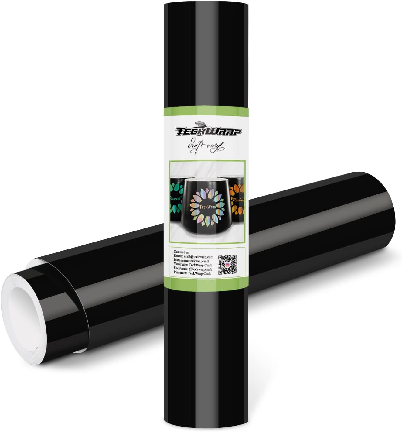TECKWRAP Permanent Adhesive Vinyl 12" x 10ft, Glossy Black