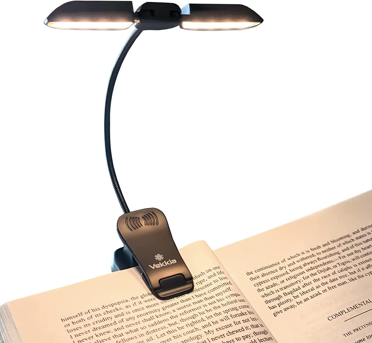 Vekkia 14 LED Rechargeable Book-Light for Reading at Night in Bed,Warm/White Rea...