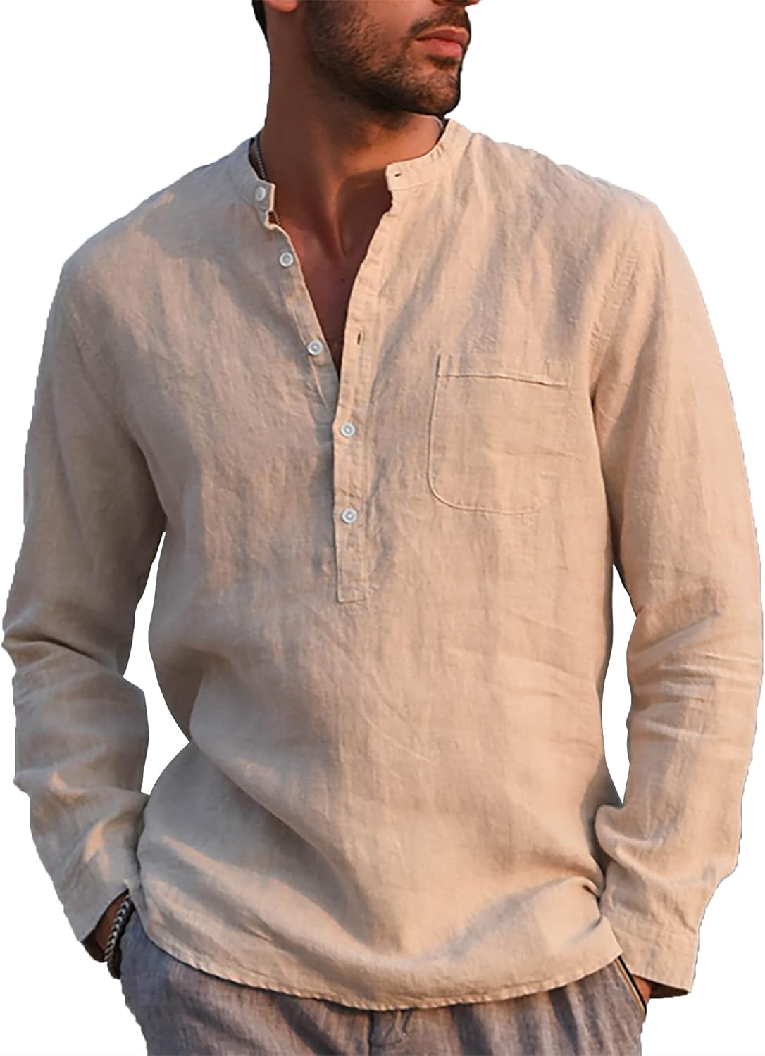 LVCBL Men’s Shirt, Special Men's Casual Cotton Shirt, Innovative Long Sleeve Ban...