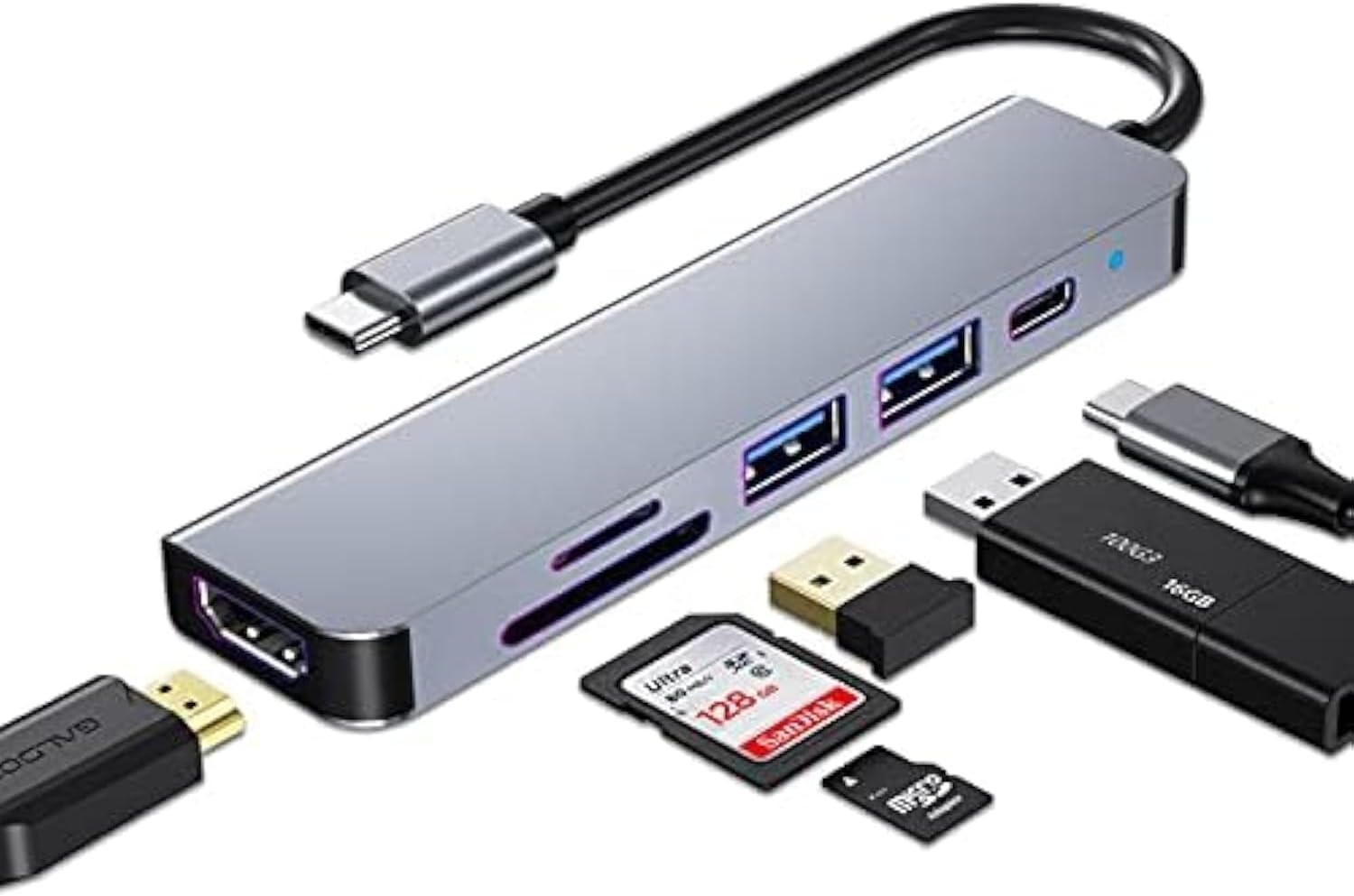 USB C HUB, Multiport USB C Adapter for Macbook Pro & Air Accessories, 6 in 1 Don...