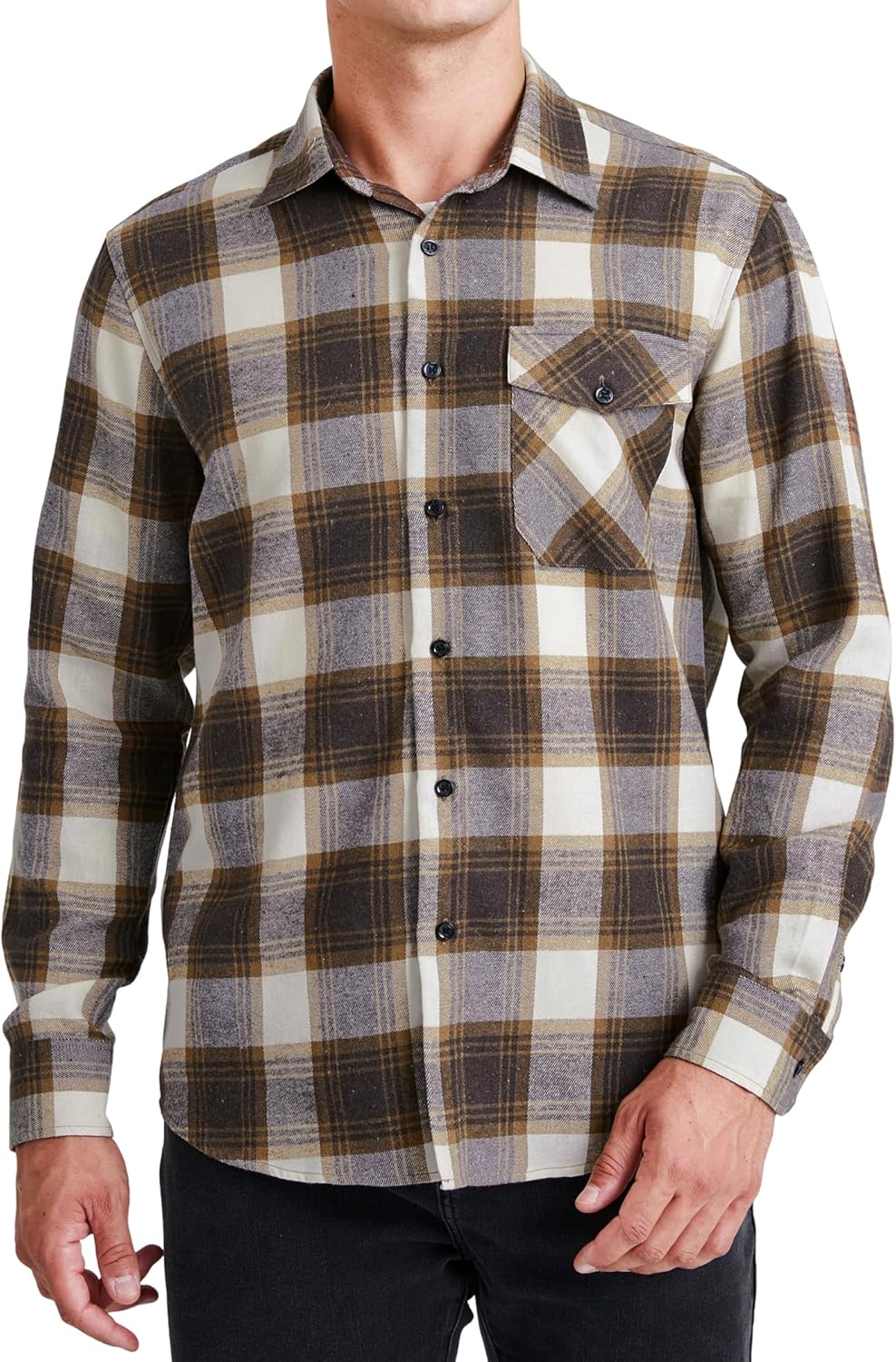 HISDERN Men's Long Sleeve Shirt, Special Casual Plaid Flannel Shirt, Innovative...