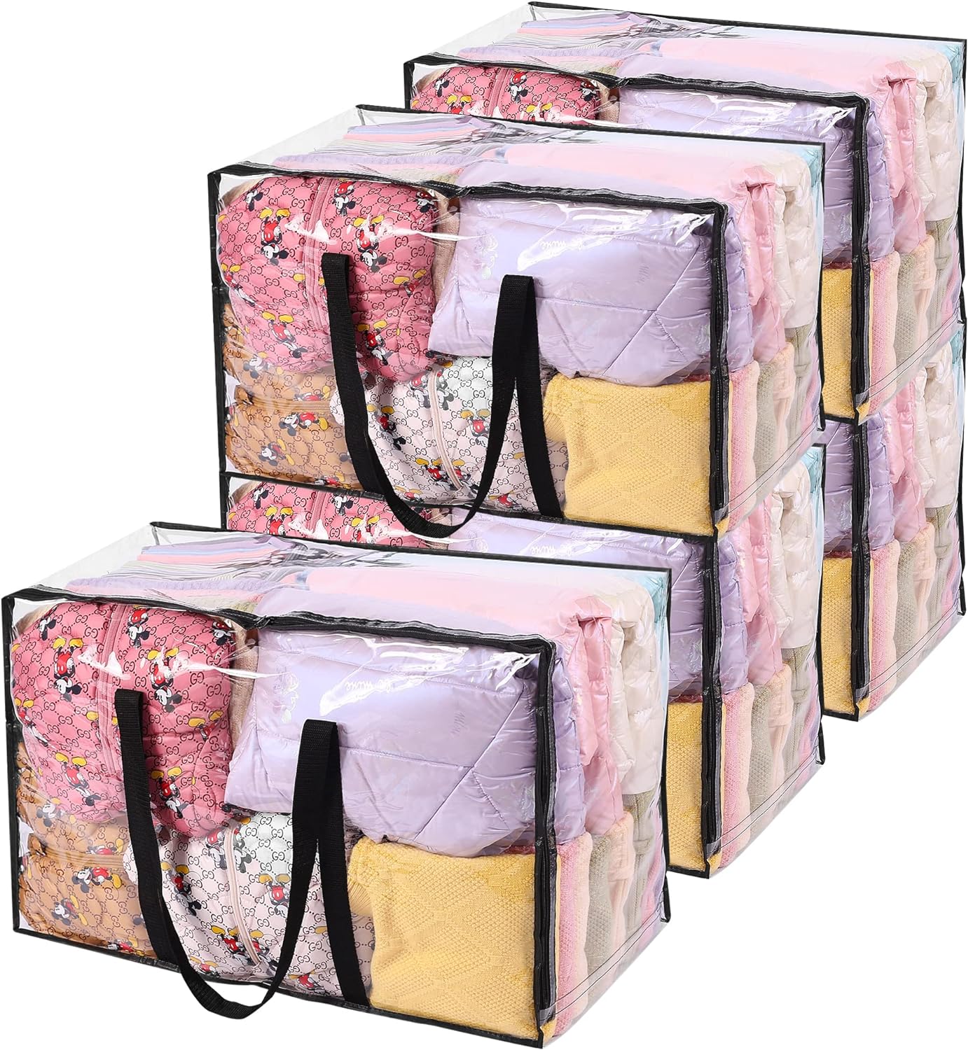 Vieshful 5 Pack Clear Storage Bags 110L Over-Sized Clothes Bags with Double Zipp...