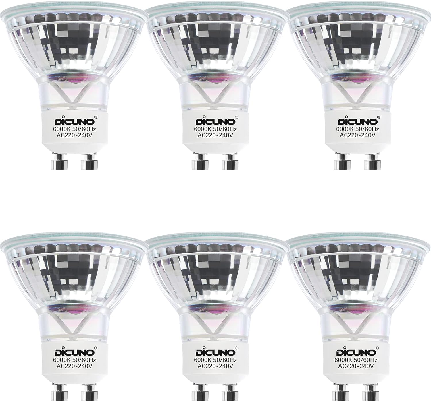 DiCUNO GU10 LED Bulbs, Cool White 6000K, 5W 600LM, 50W Halogen Spotlight, Energy...