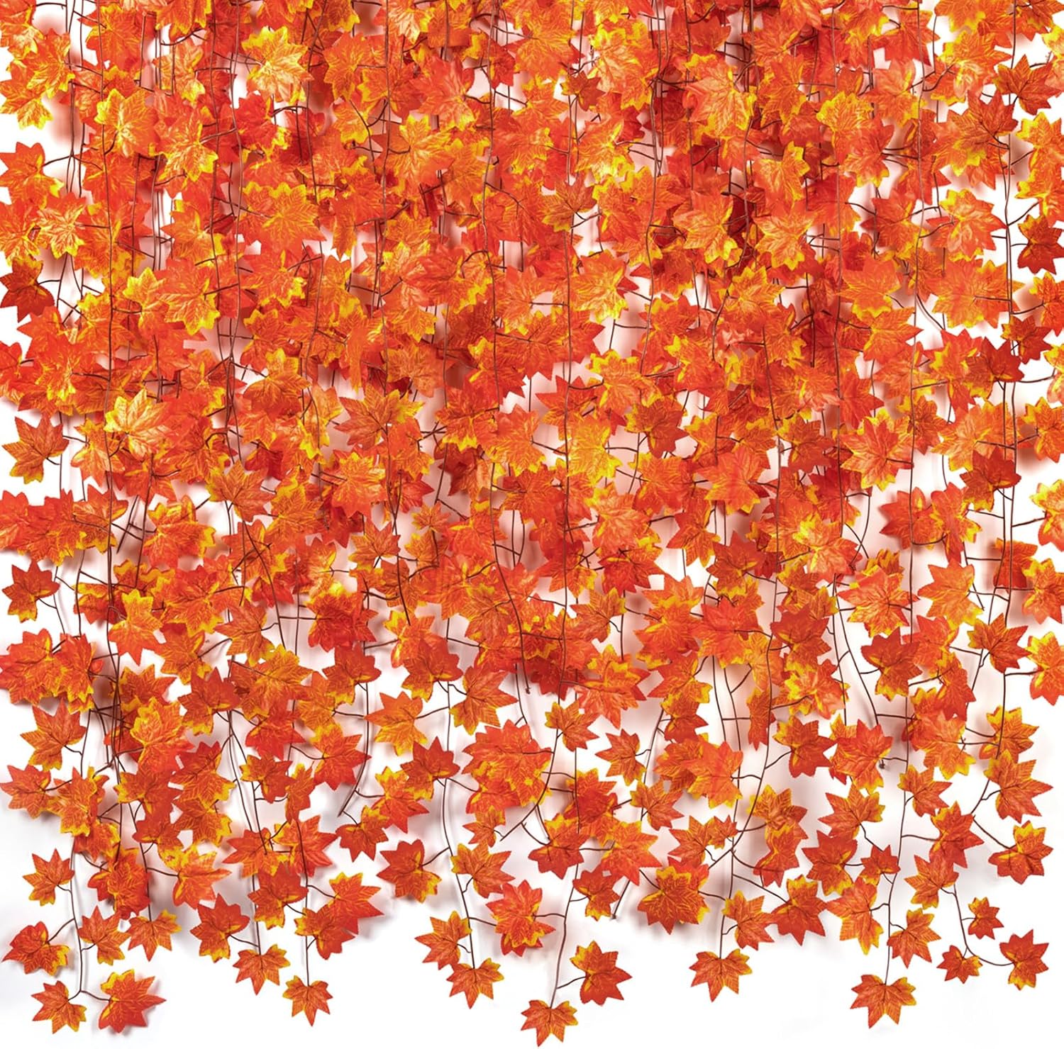 CQURE 14 Pcs Autumn Fall Garland , Artificial Maple Leaves Fall Maple Garland Ar...