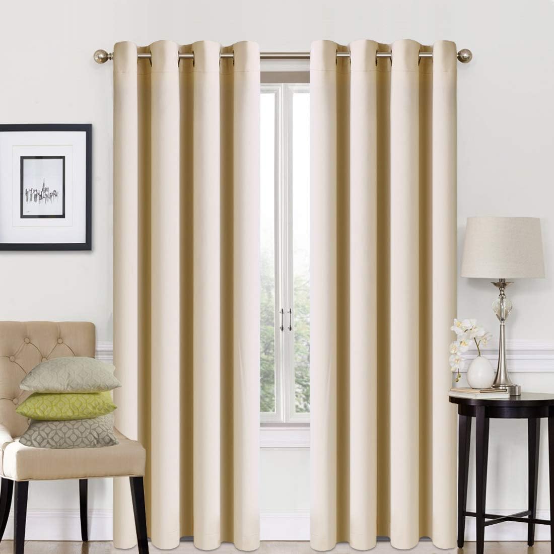 EASELAND Blackout Curtains 2 Panels Set Thermal Insulated Window Treatment Solid...