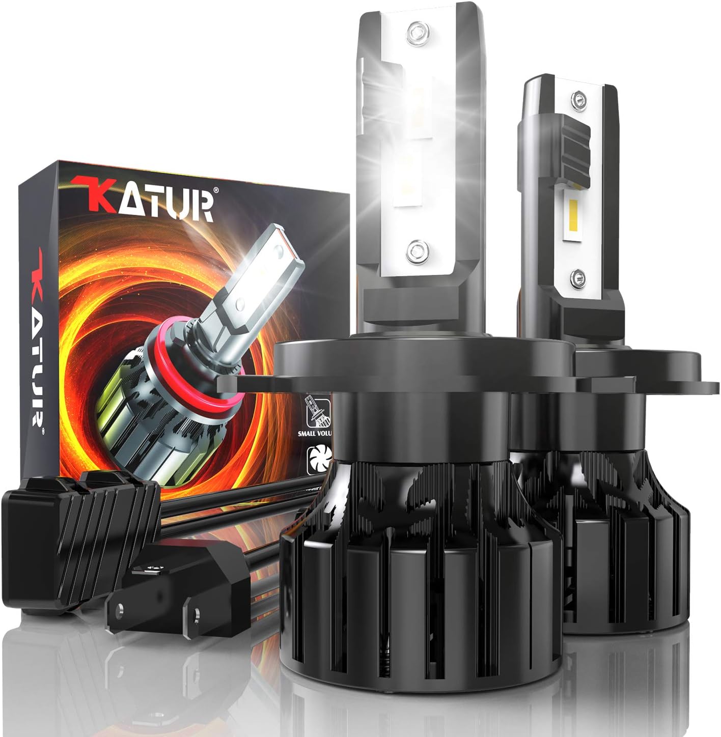 KATUR H4 LED Headlight Bulbs, Special Super Bright 80W 16000LM 6000K Cool White...