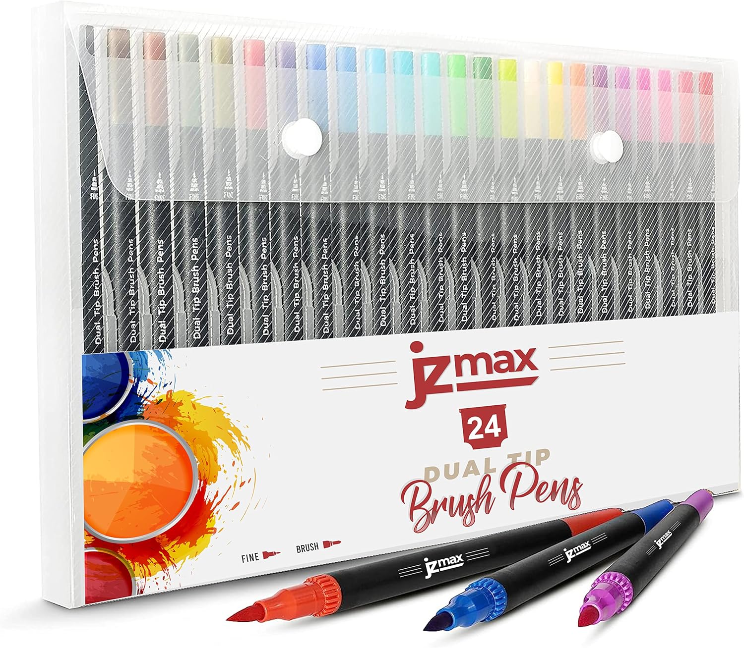 JZMAX Dual Tip Brush Pens Art Supplies Colouring Pens Set- Coloured Pens, Felt T...