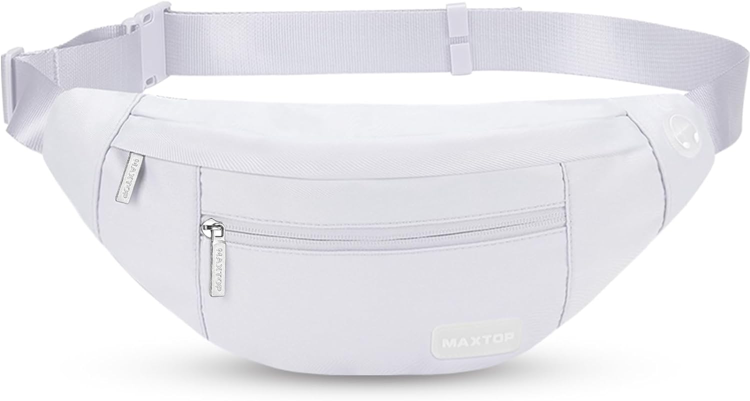 MAXTOP White Bumbag, Special Waist Fanny Pack for Women Men, Innovative Unisex B...