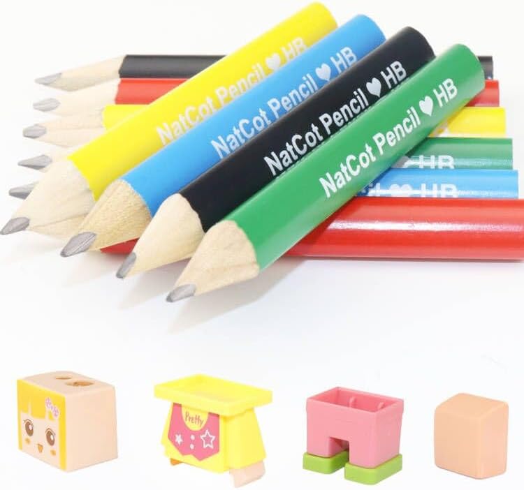 NatCot Triangular Fat Pencil for 2-8 Years Old Kids Use, 3.5-inch 10 Pencil with...