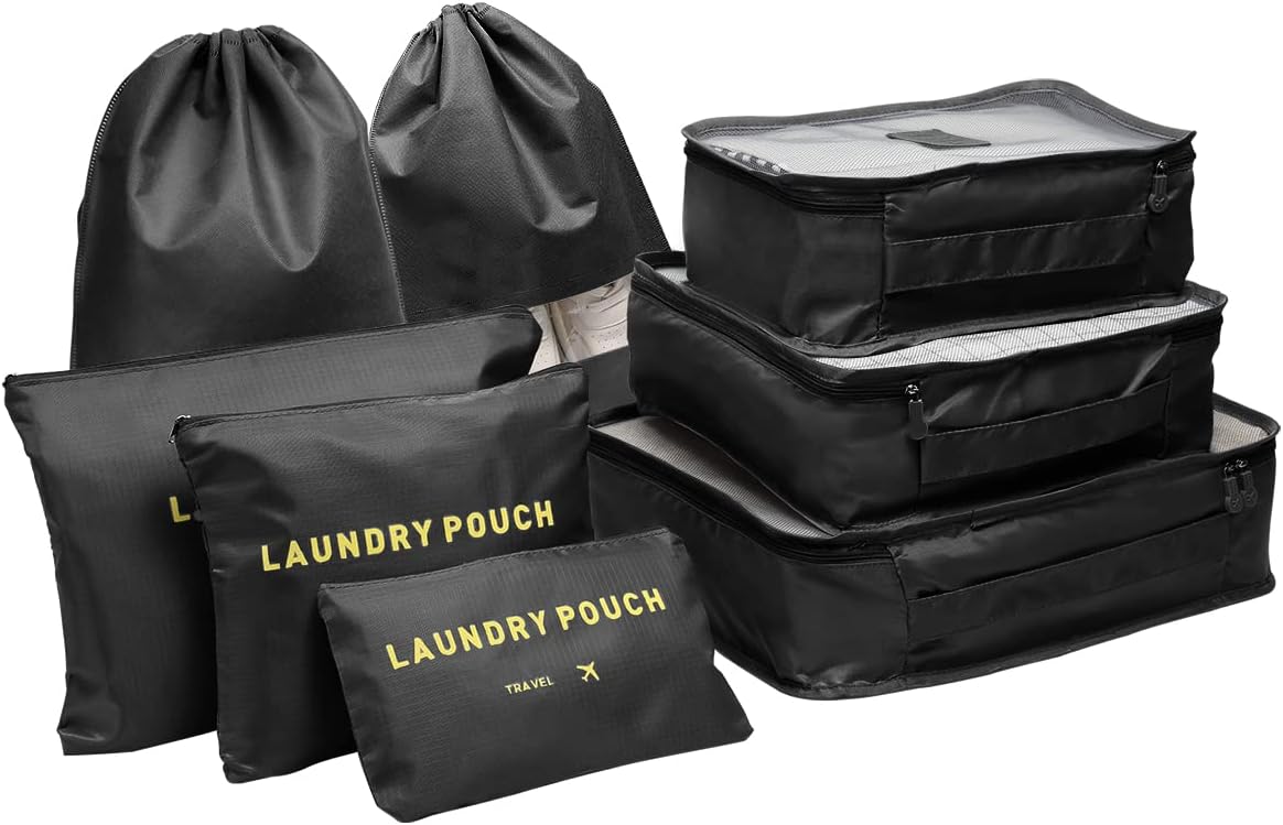 Packing Cubes Set for Travel Suitcases, 8 pcs Travel Organiser Packing Bags for...