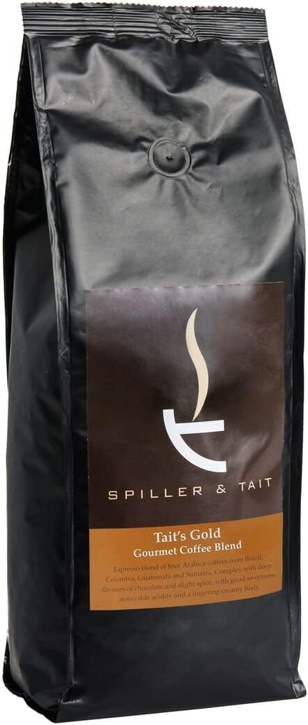 Spiller & Tait Tait's Gold, Gourmet Coffee Bean Blend 1kg Bag, Rich Arabica Bean...