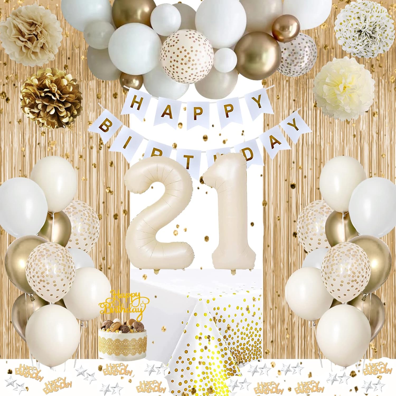 21st Birthday Decorations, Special Boho Sand White Balloon Decorations, Unique 2...