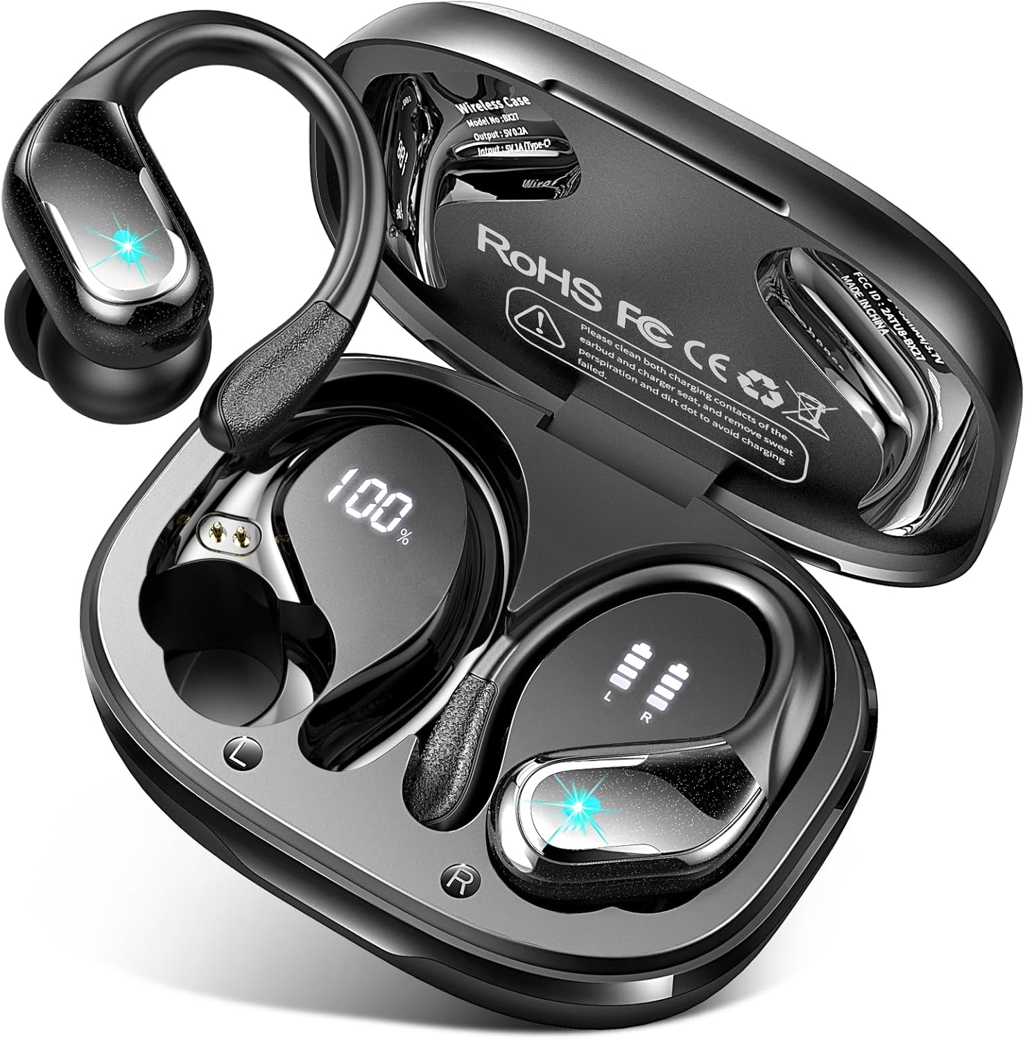 Wireless Earbuds, Bluetooth 5.3 Headphones 75H Sport Headphones with ENC Noise C...