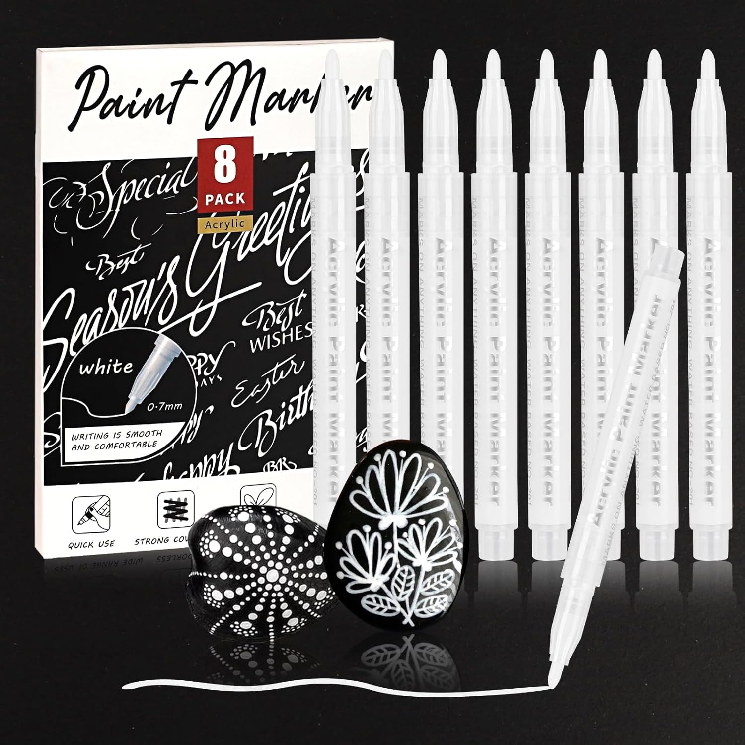 ABEIER White Marker Pen, Special Acrylic White Paint Marker Permanent Marker, In...