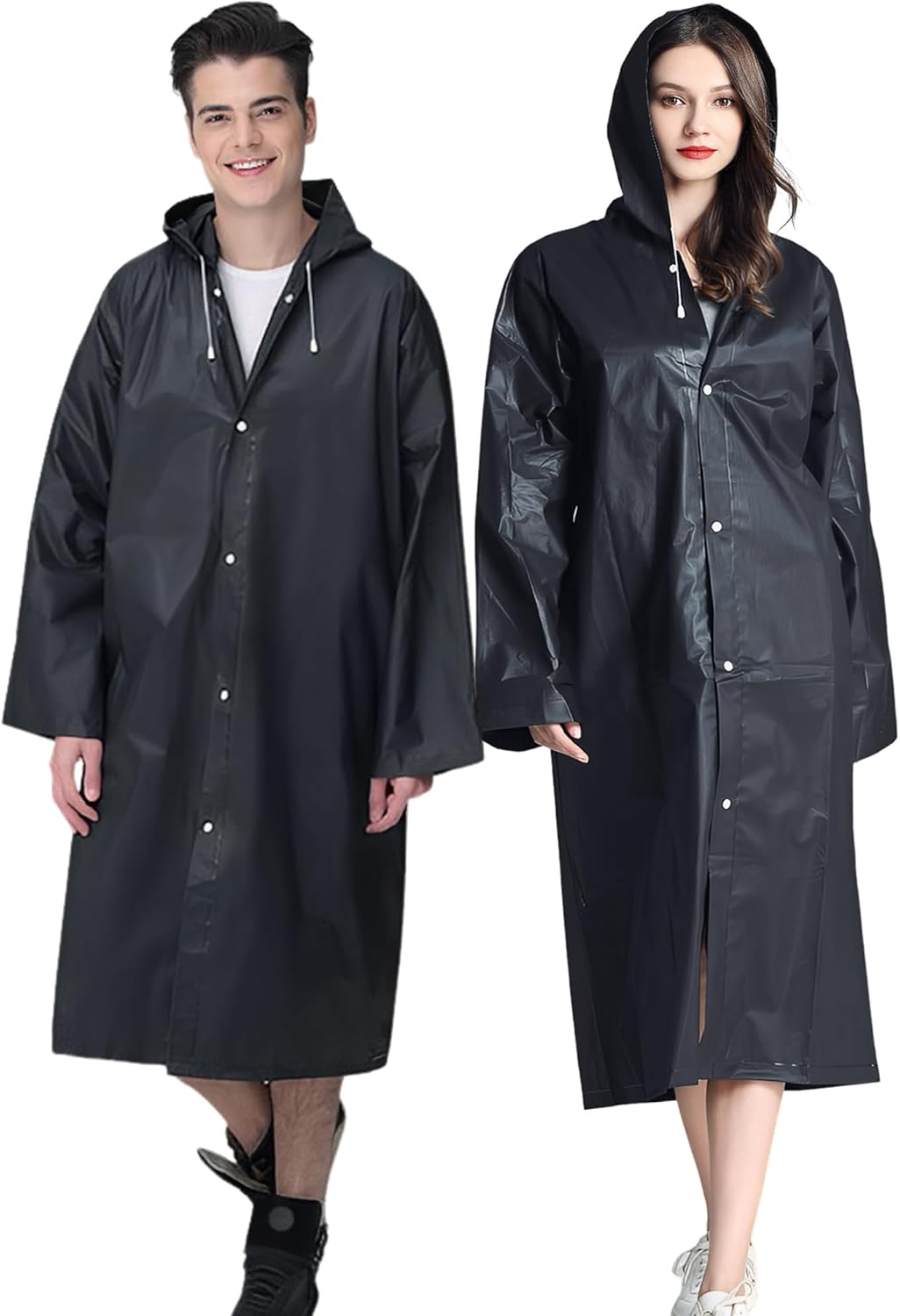 Cosowe Raincoats Rain Poncho for Adults, 2 Pack Reusable Rain Jacket Rainwear Em...