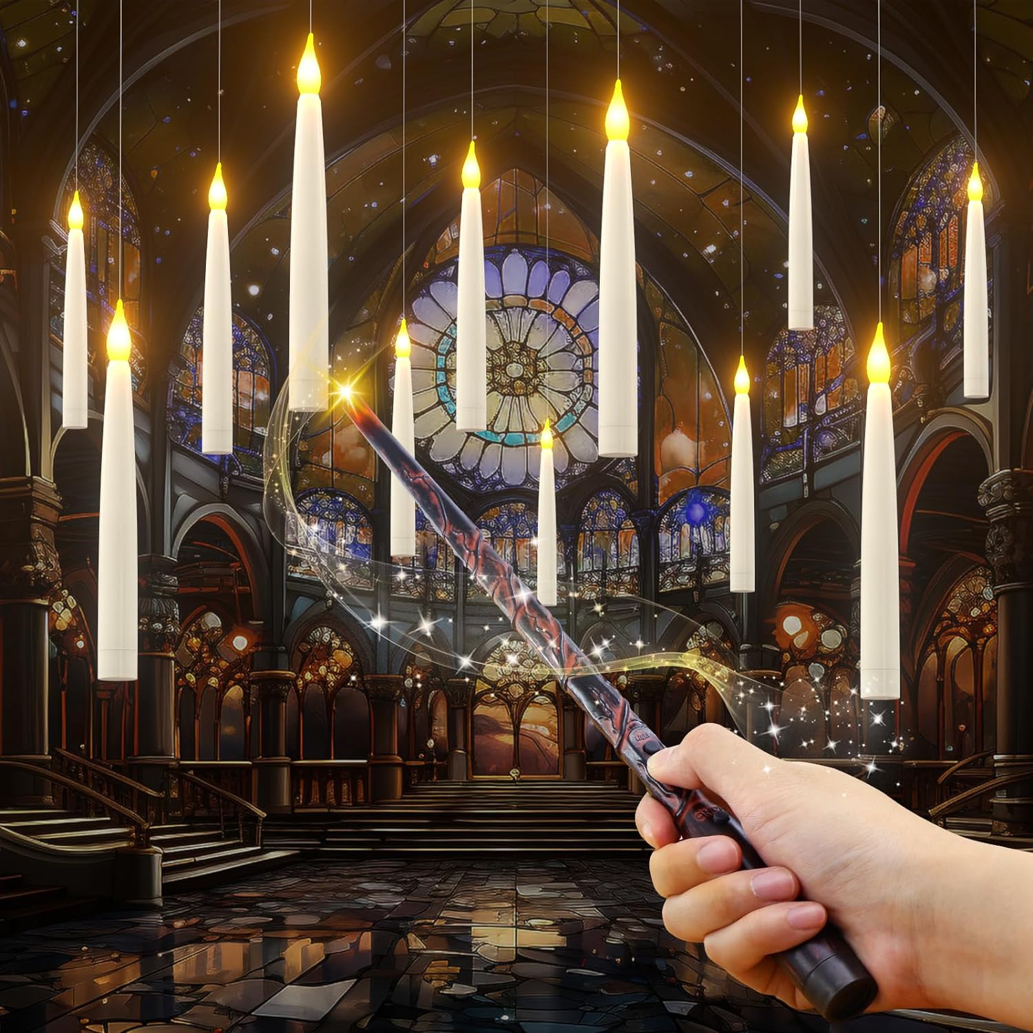 SoulBay Floating Candles with Wand Remote and 6H Timer, 12pcs Battery Flameless...