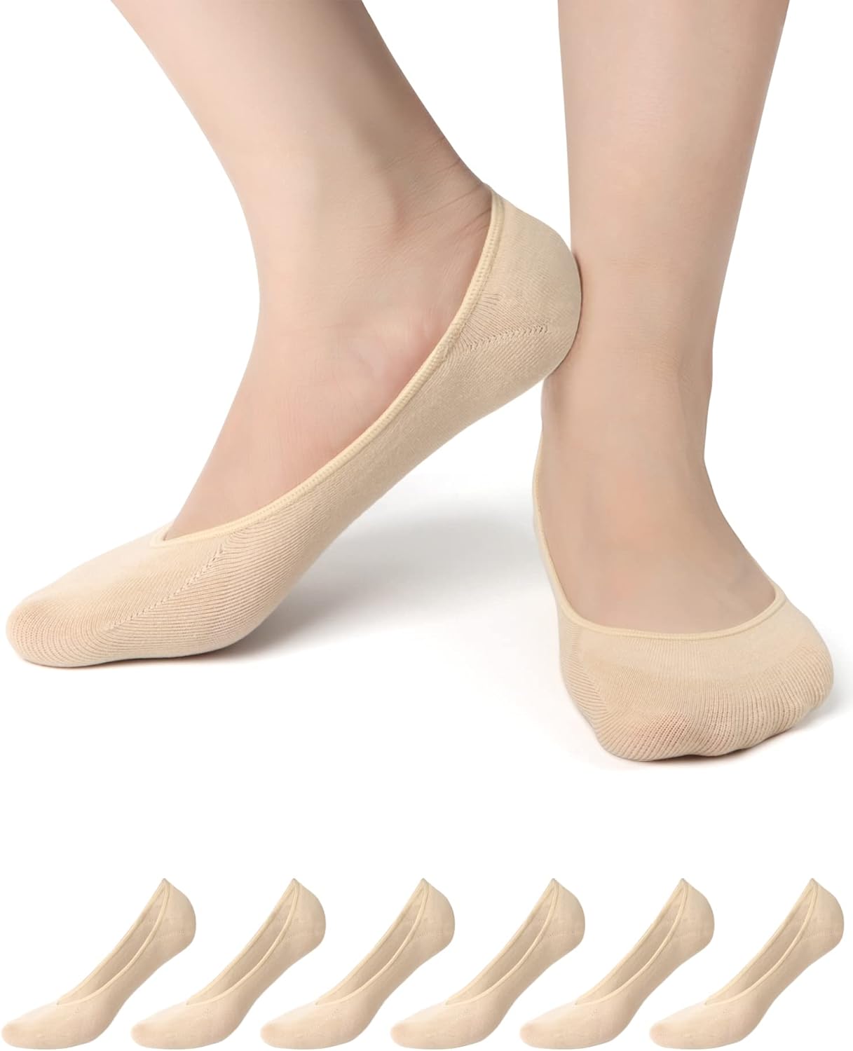 Women No Show Socks - 6 Pairs Non Slip Lace Invisible Socks, Lace Socks Women Sh...