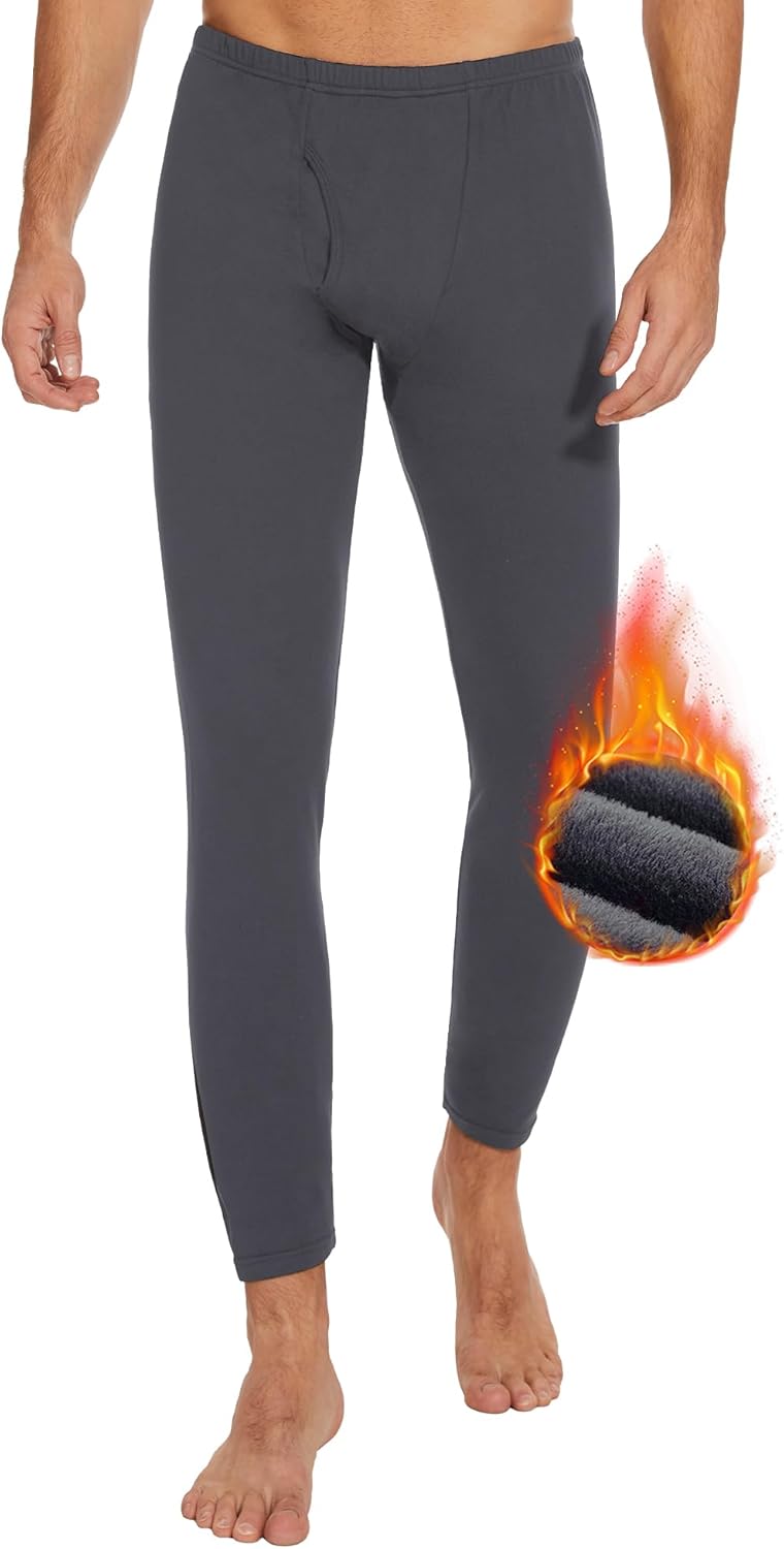 HIPOWER Men's Thermal Underwear Long Johns Bottoms Fleece Lined Pants Base Layer...