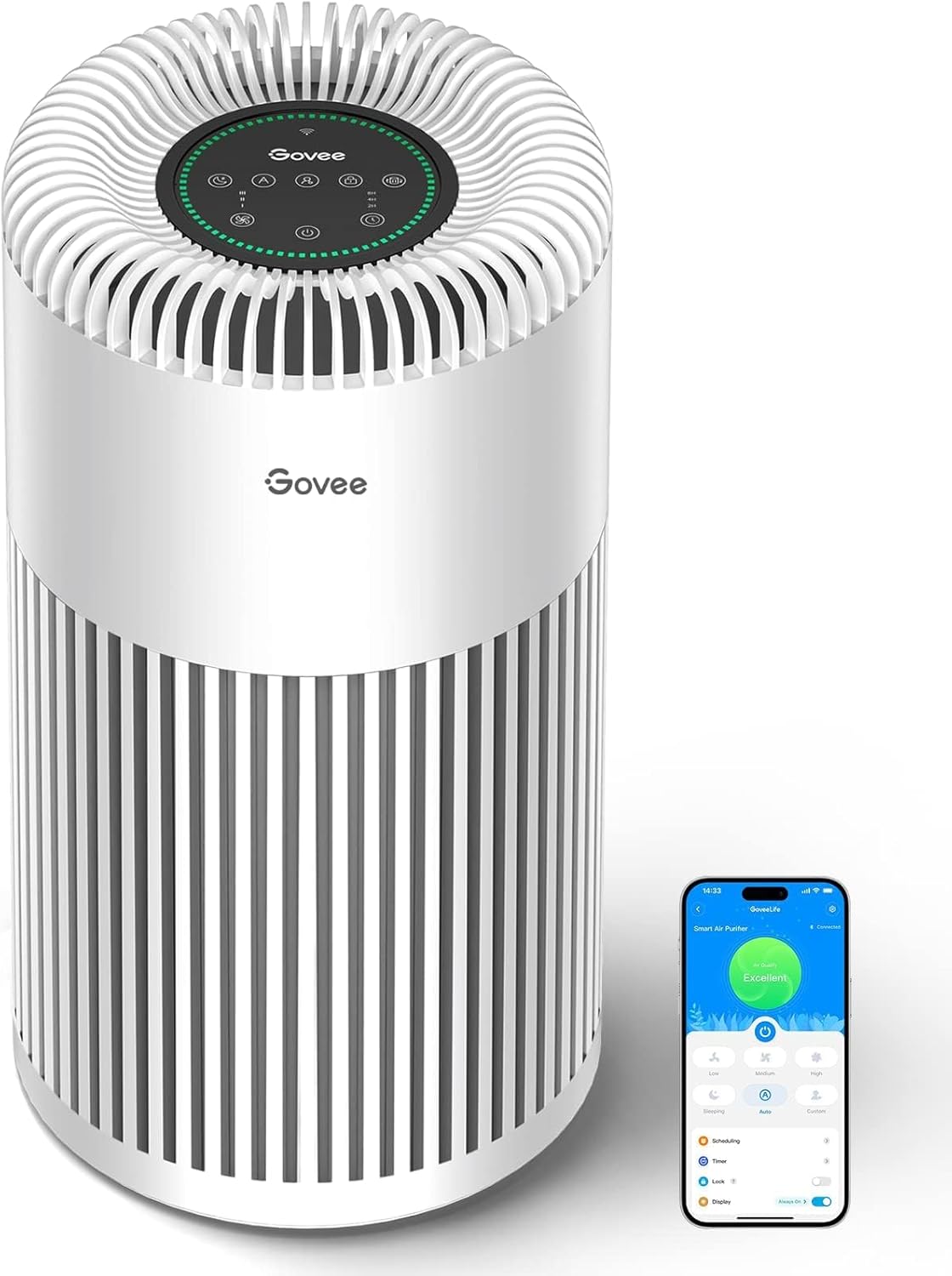 Govee Smart Air Purifier for Home Large Room Up to 1837 sq.ft.with Washable Filt...