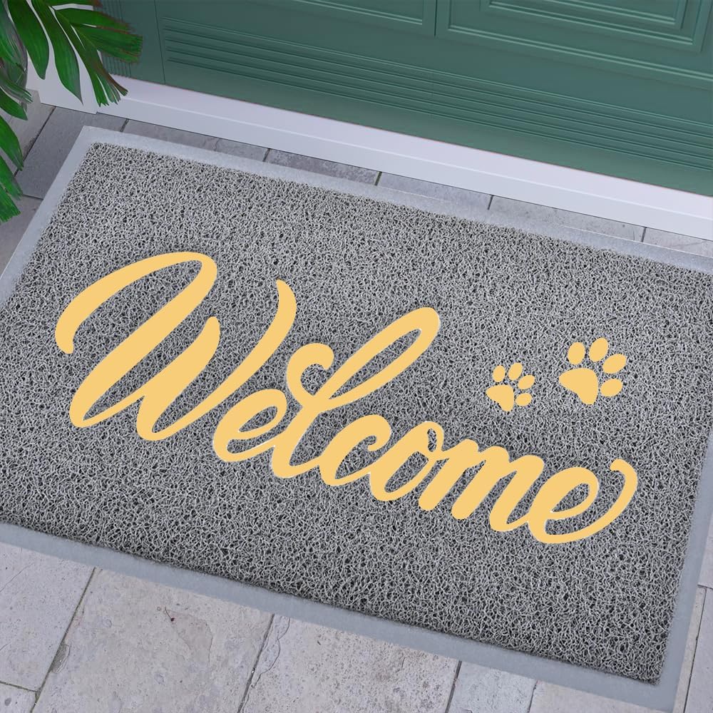 Door Mat Welcome, Outdoor/Indoor Heavy Duty Non Slip Doormat for Front Door Enta...