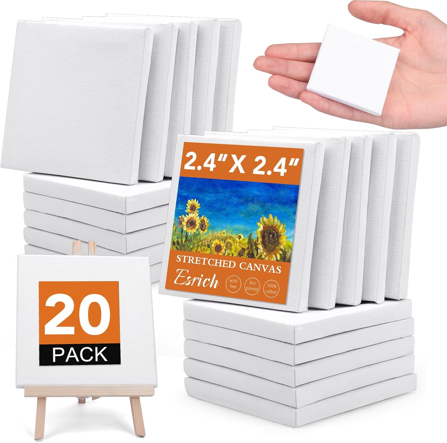 ESRICH Mini Stretched Canvas, Special 20Pack Art Primed Canvases for Painting, 2...