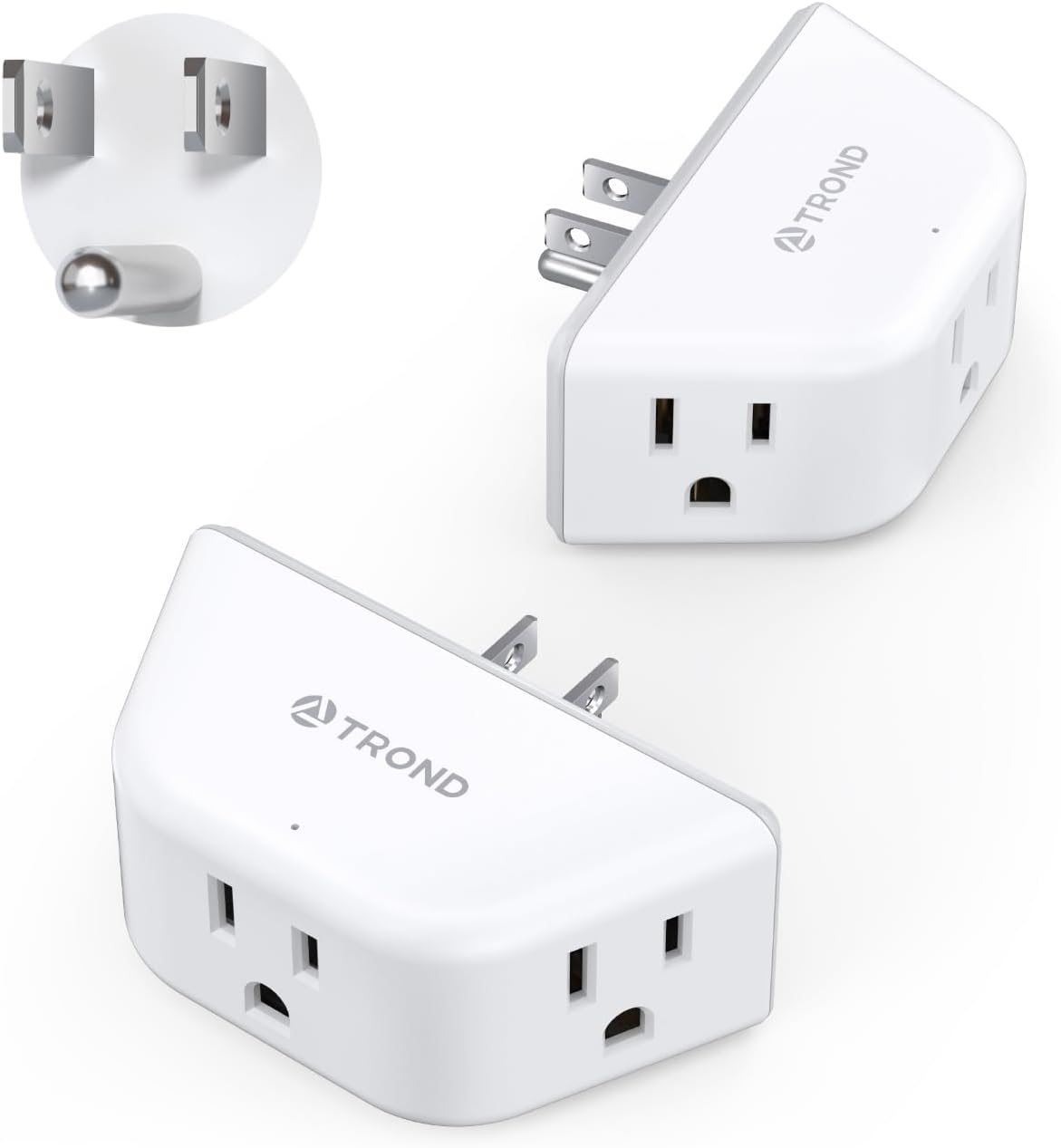 TROND Multi Plug Outlet Extender 2 Pack - Electrical Wall Outlet Splitter, 3 Way...