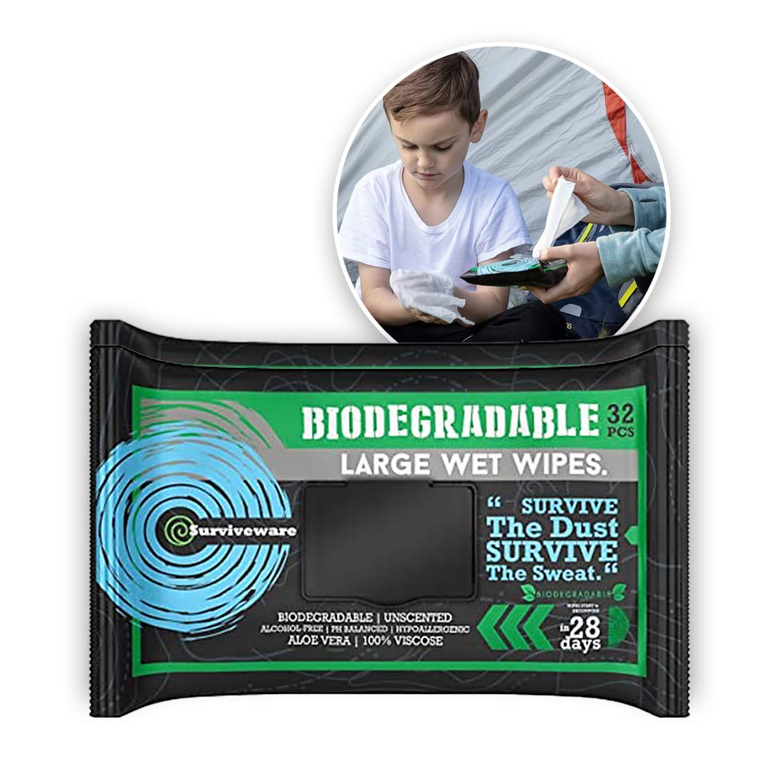 Surviveware Flushable Wipes for Adults, Men or Women - Unscented Biodegradable W...