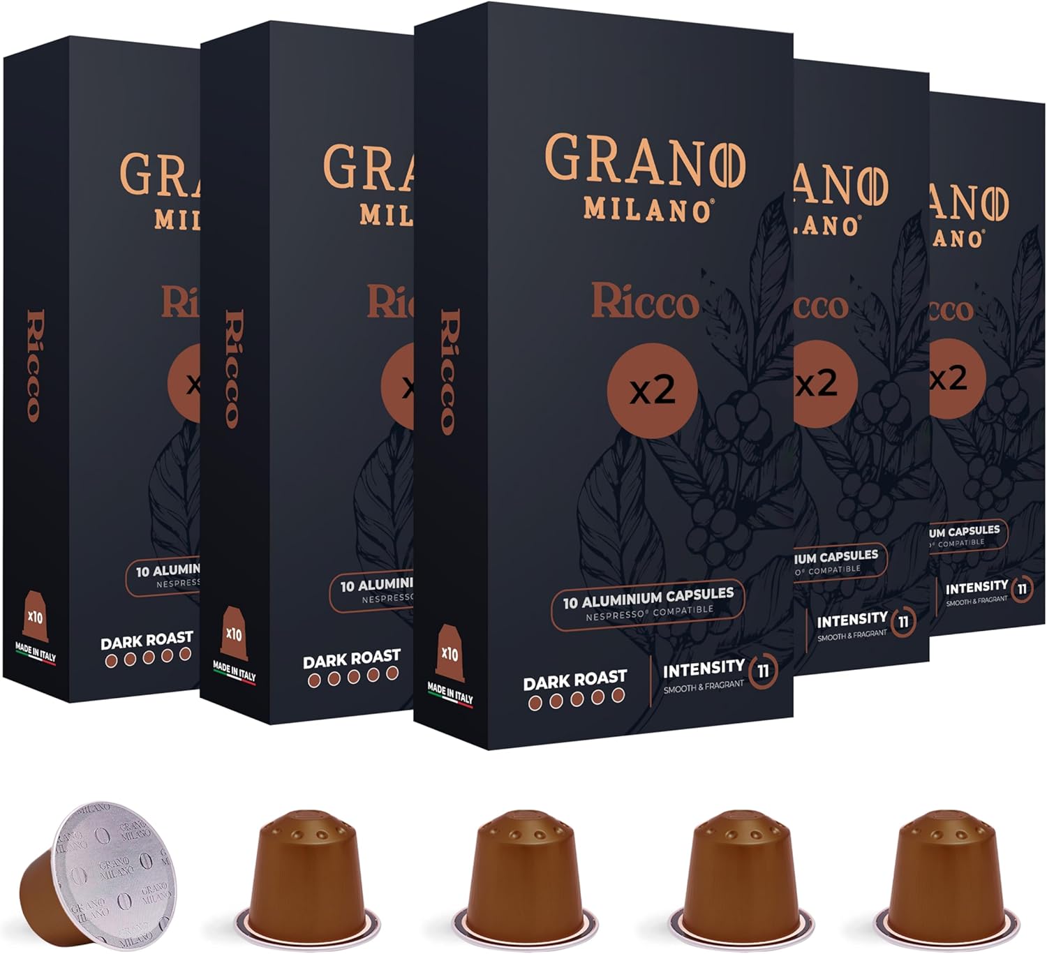 Grano Milano Ricco Coffee Pods, Special Aluminium Coffee Pods Compatible with Ne...
