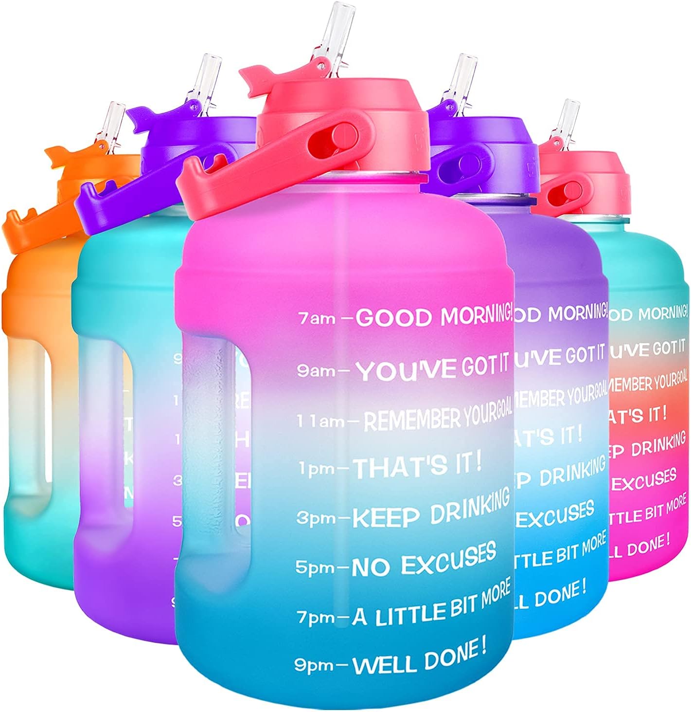 BuildLife Motivational Water Bottle 2.2L - Large Capacity Water Jug with Straw &...
