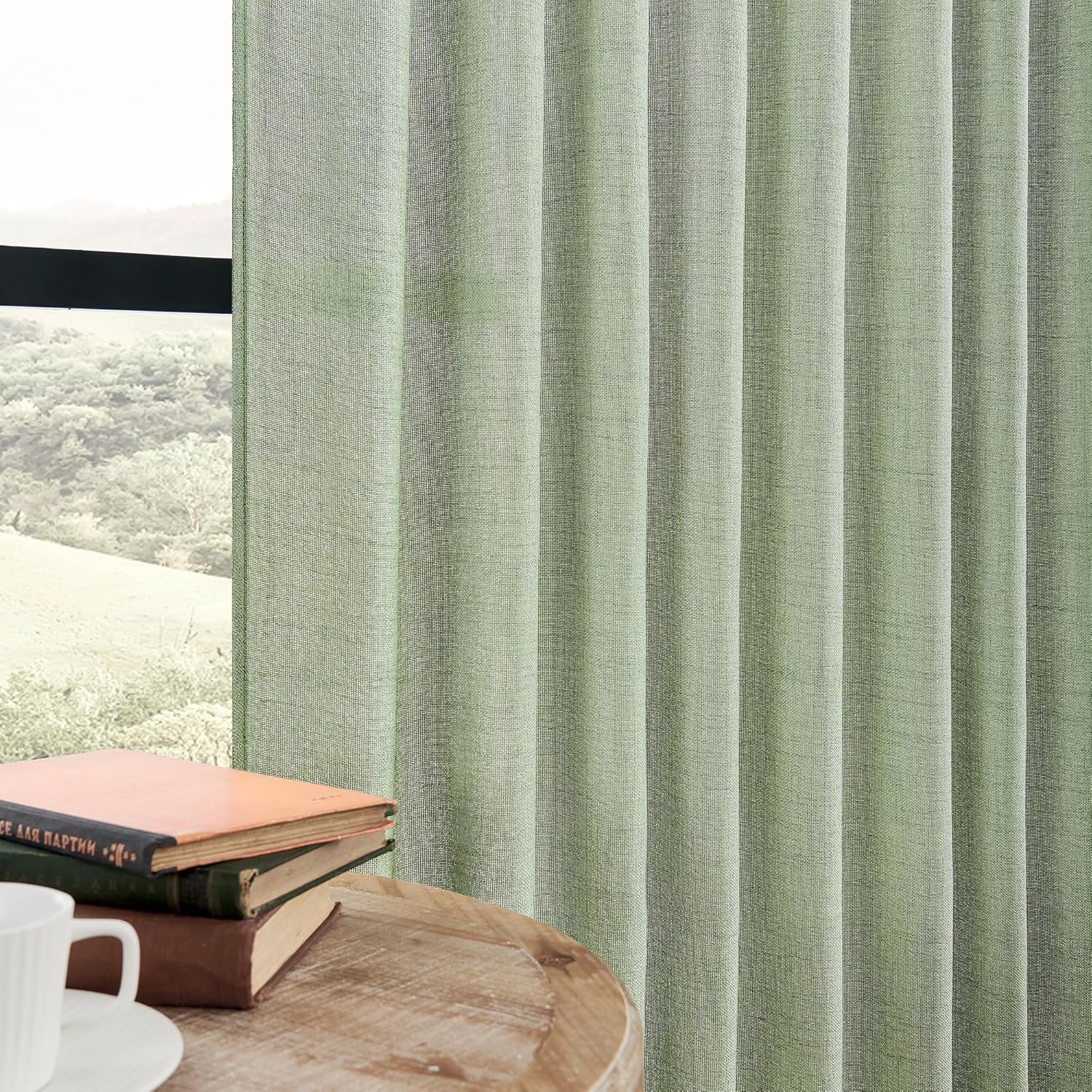 DaysU Eucalyptus Curtain Panels 84 Inches Long, Farmhouse Curtains for Bedroom 2...