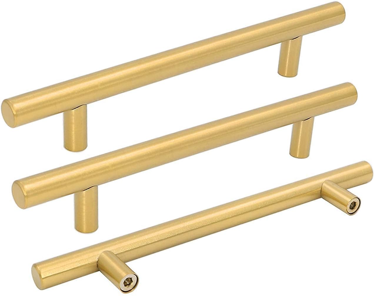 goldenwarm 10pack Brushed Brass Cabinet Handles Gold Drawer Pulls - LS201GD160 K...