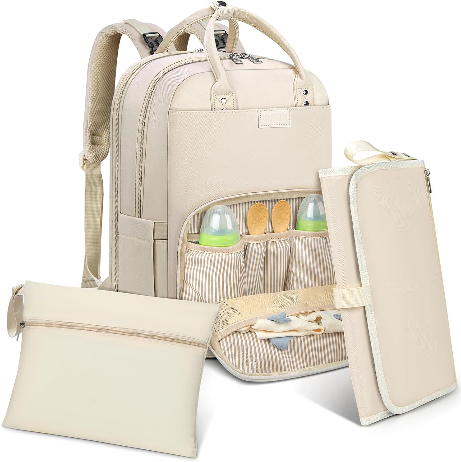 Baby Changing Bag Backpack with Portable Changing Mat Waterproof Nappy Bag Multi...