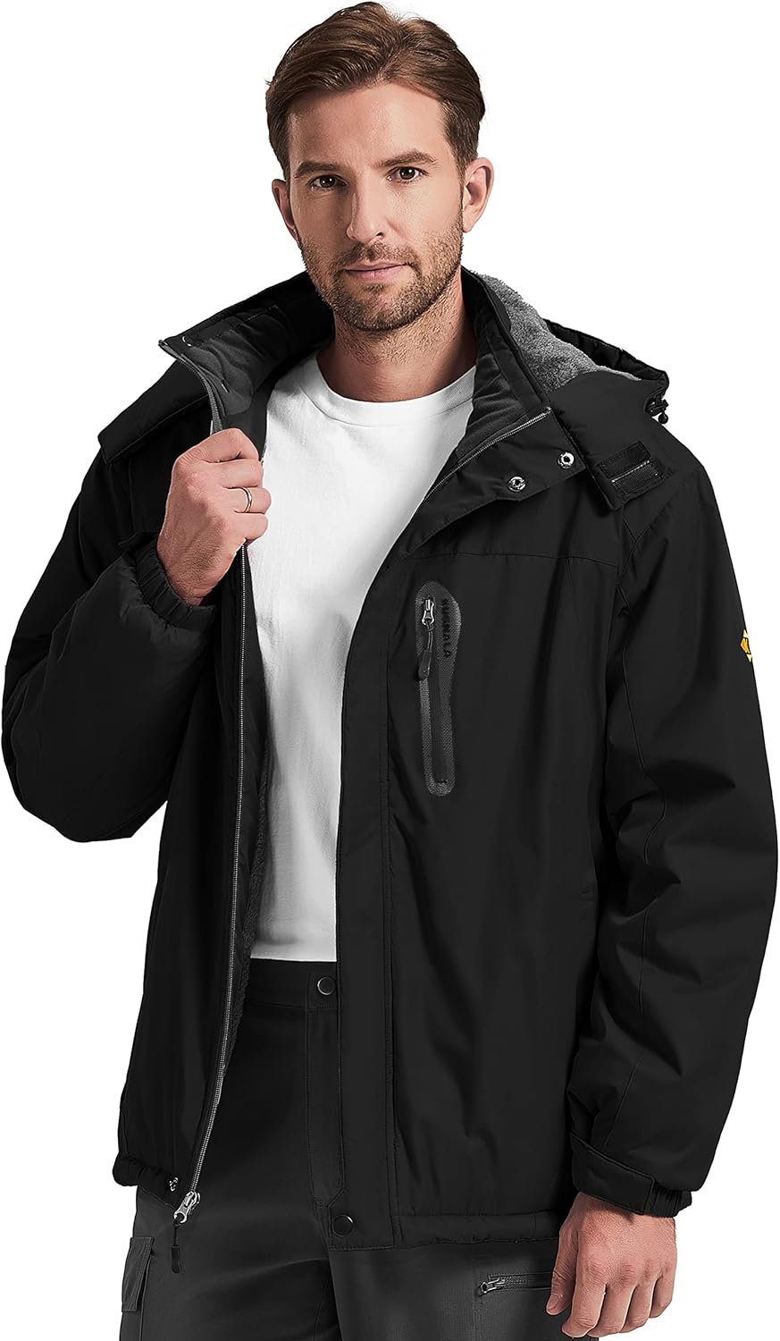 Men's Winter Skiing Jacket Waterproof Warm Snow Fleece LiningCoat Mountain Hoode...