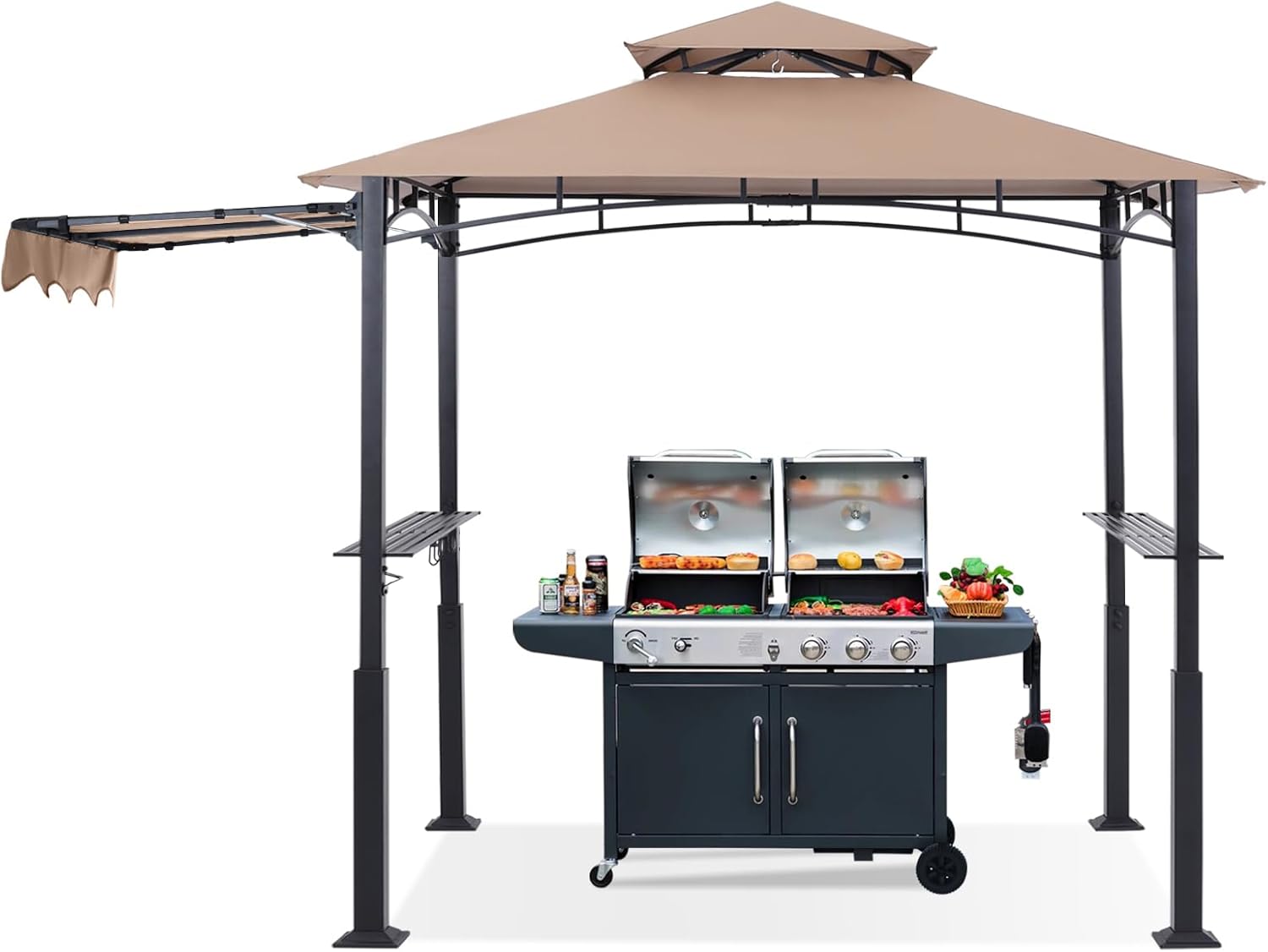 ABCCANOPY Grill Gazebo with Extra Awning - 5'x11' Outdoor Grill Canopy BBQ Gazeb...