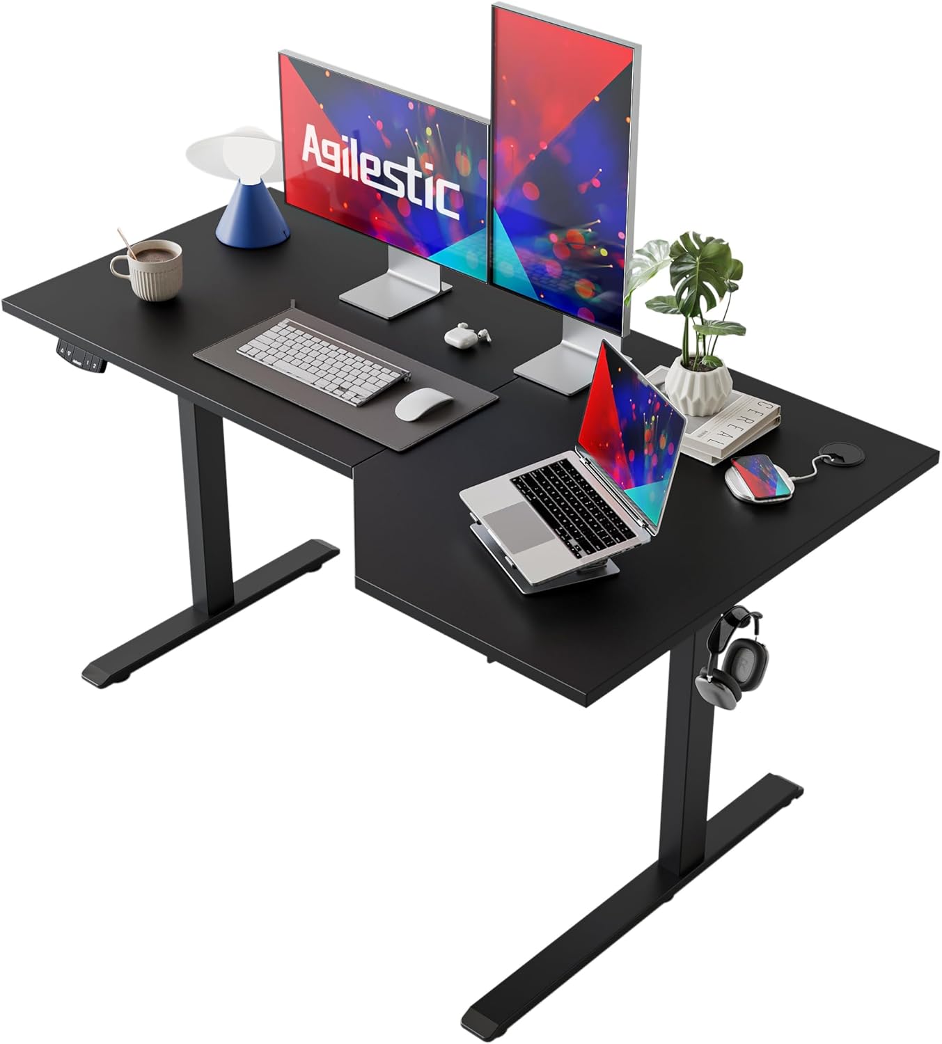 Electric Standing Desk, L-Shaped 55 Inches Height Adjustable Desk, Sit and Stand...