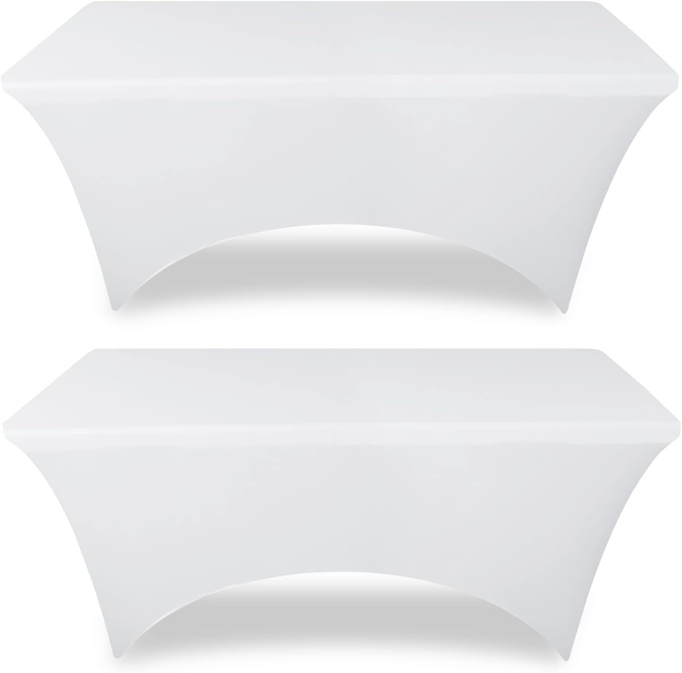 PureFit Spandex White Table Covers 6ft Fitted Table Clothes for 6 Foot Rectangle...
